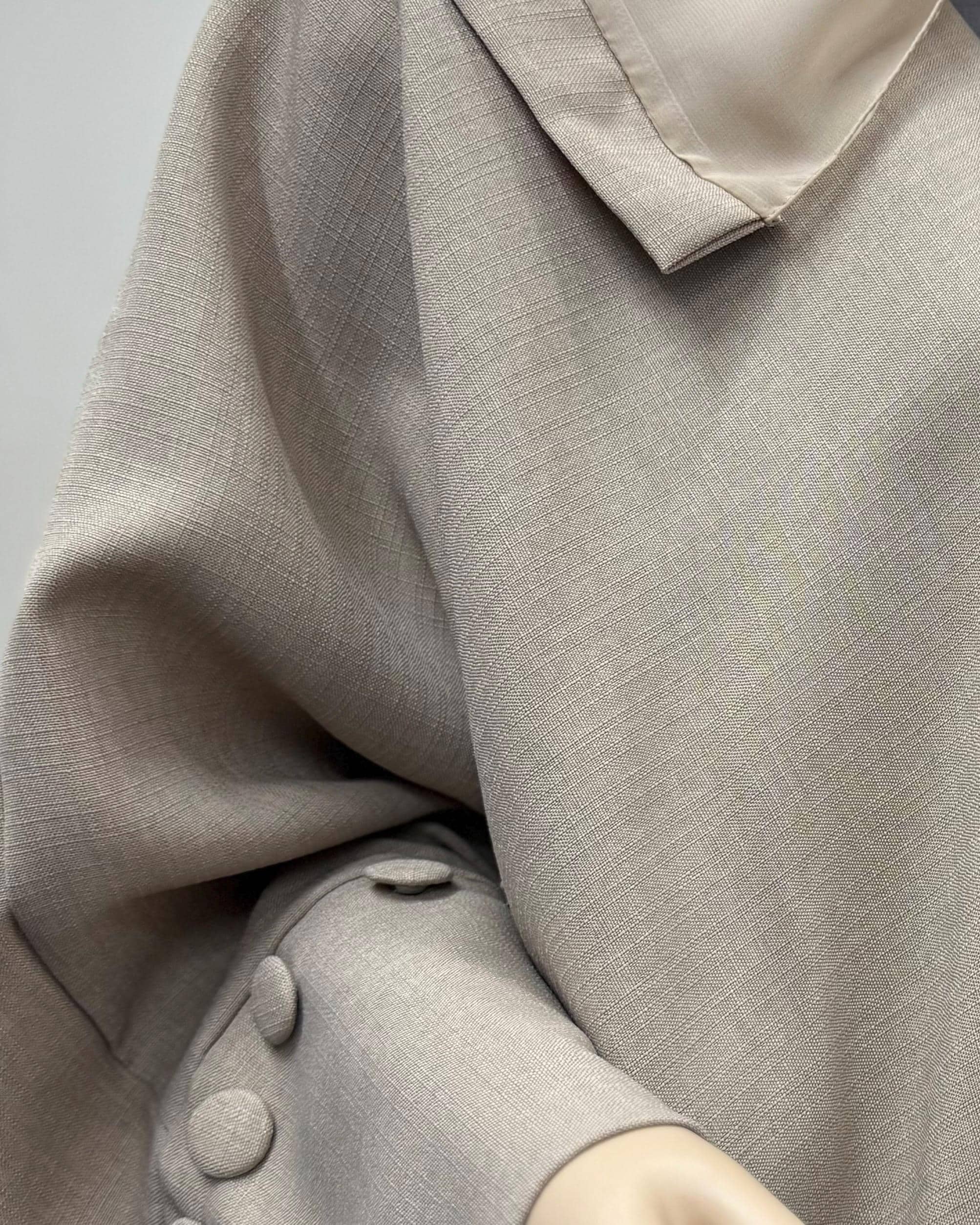 Minimalist Sandstone Beige Linen Abaya | Button Sleeve Design (No Inner Dress) - image 3