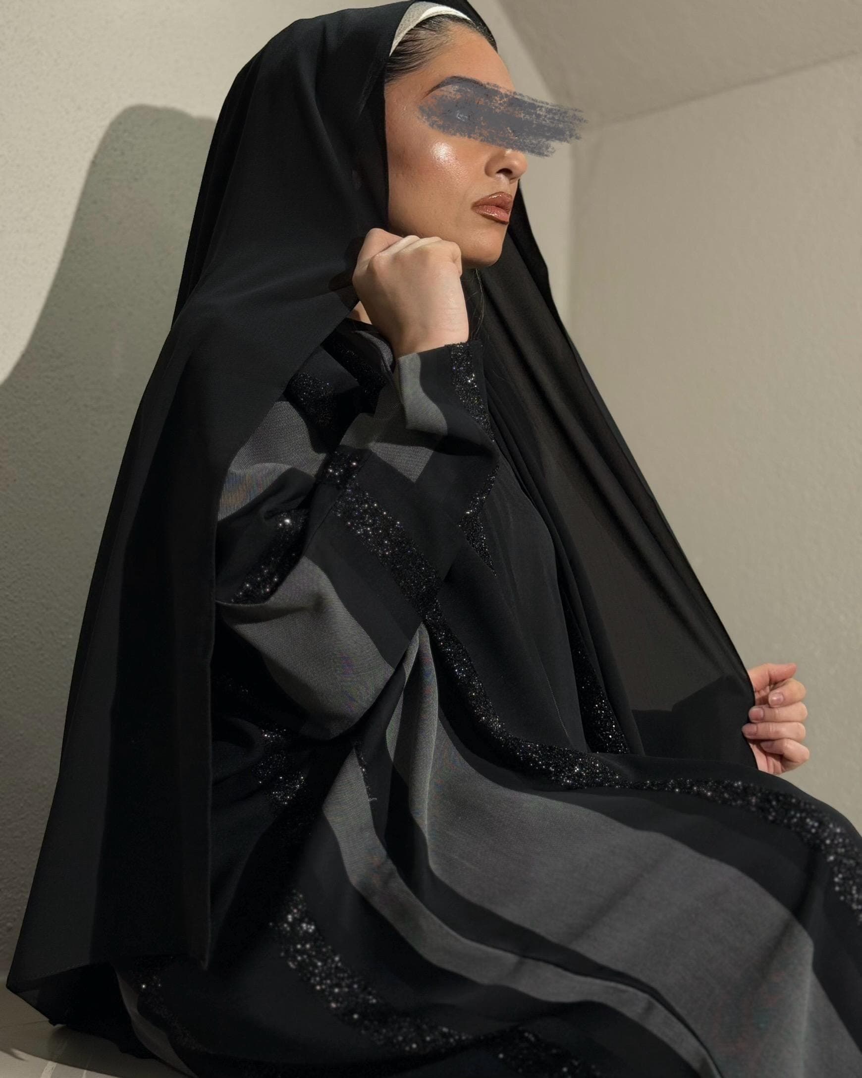 Striped Butterfly Abaya Set (Black) - image 3