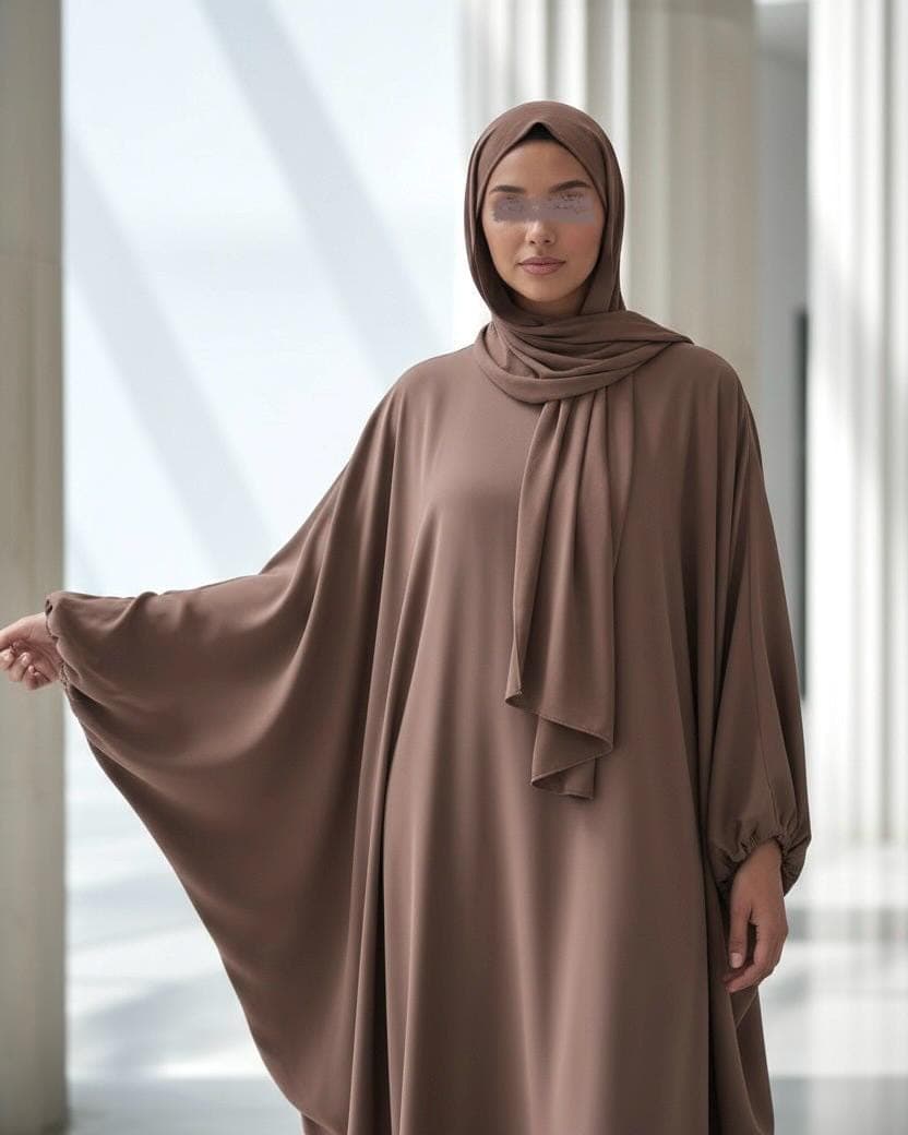 Mocha Brown Batwing Abaya | Soft Modest Wear