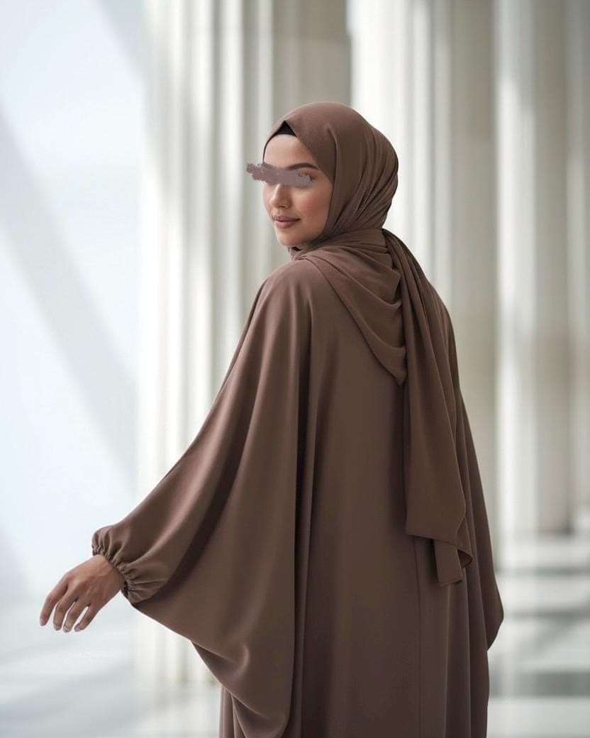 Mocha Brown Batwing Abaya | Soft Modest Wear - image 3