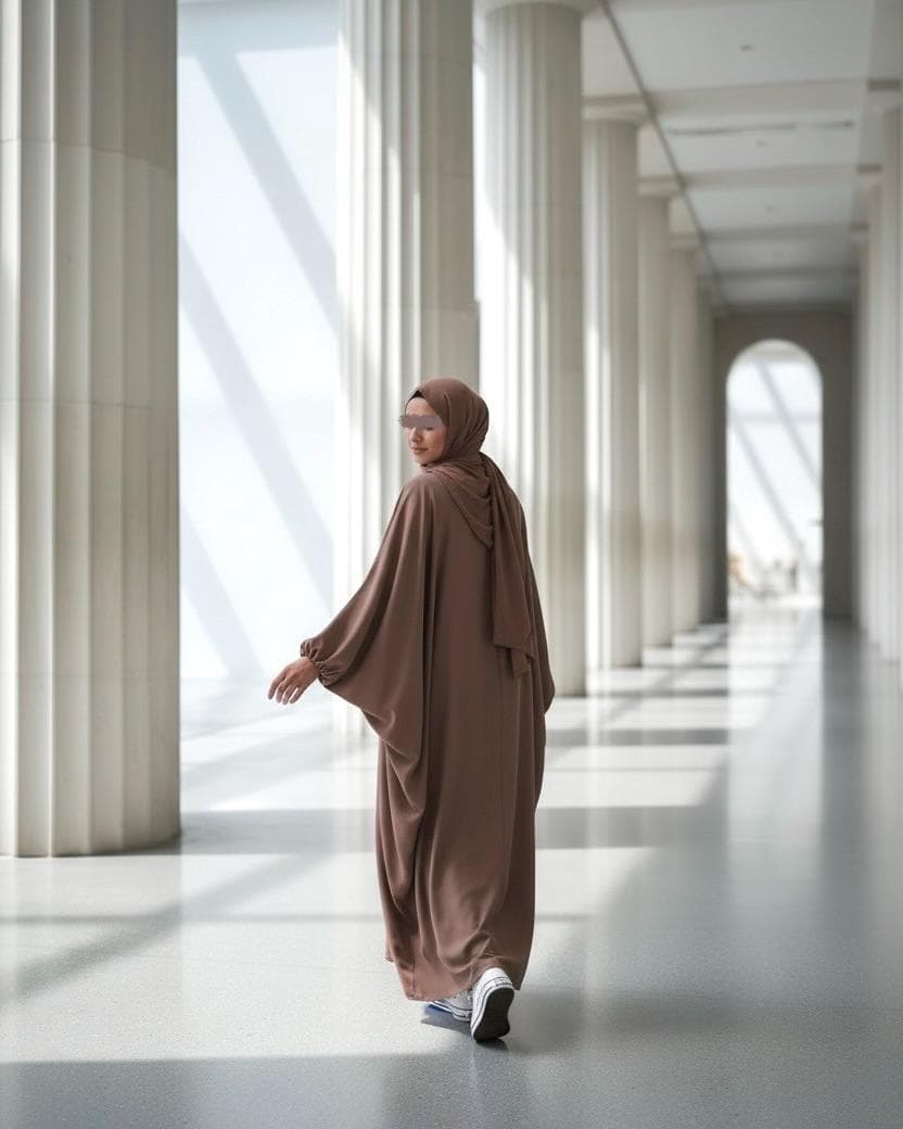 Mocha Brown Batwing Abaya | Soft Modest Wear - image 4
