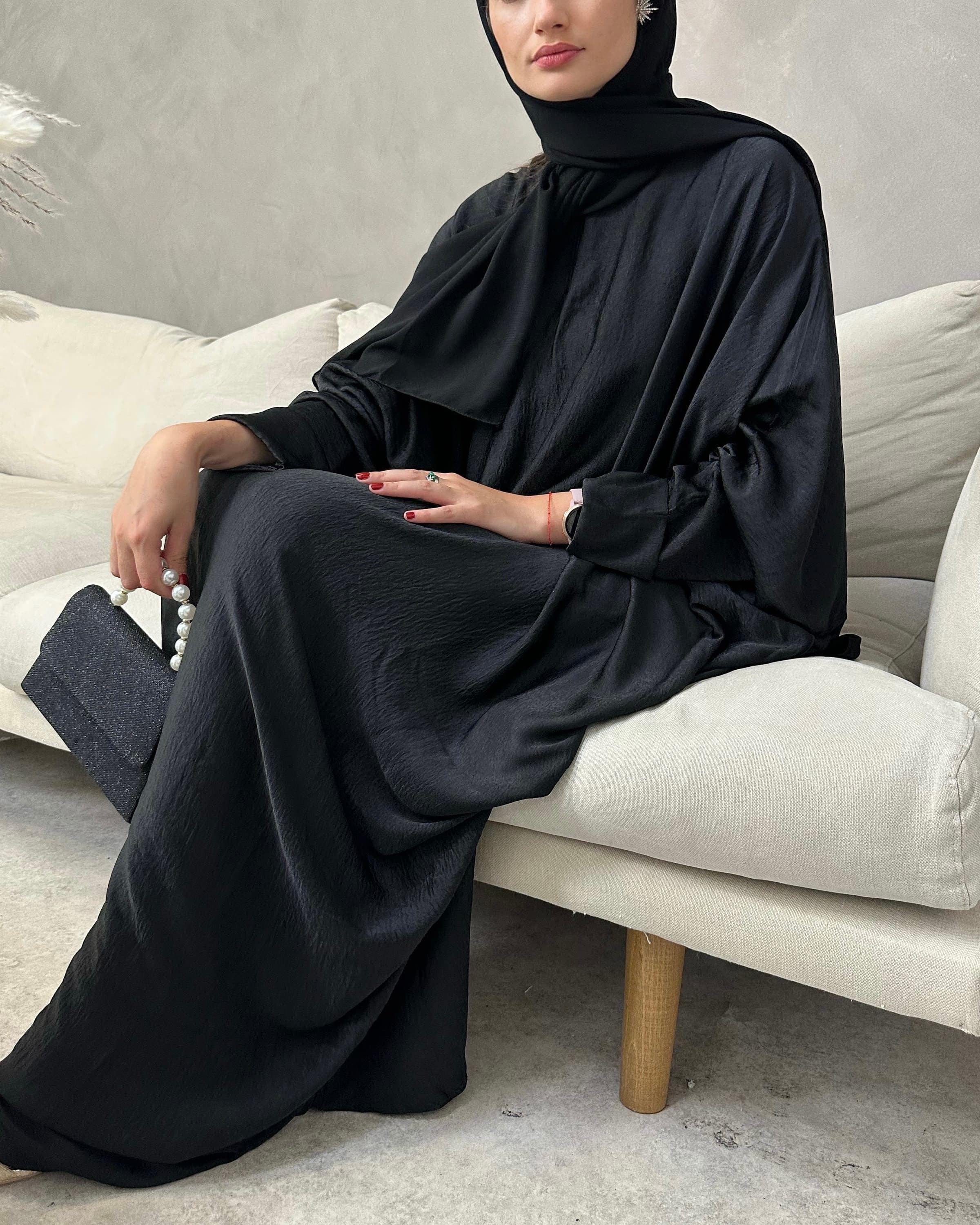 Umrah Abaya: Wudhu Friendly Butterfly Abaya with Clipped Sleeves - Lightweight Modest Travel Dress (Black) - image 5