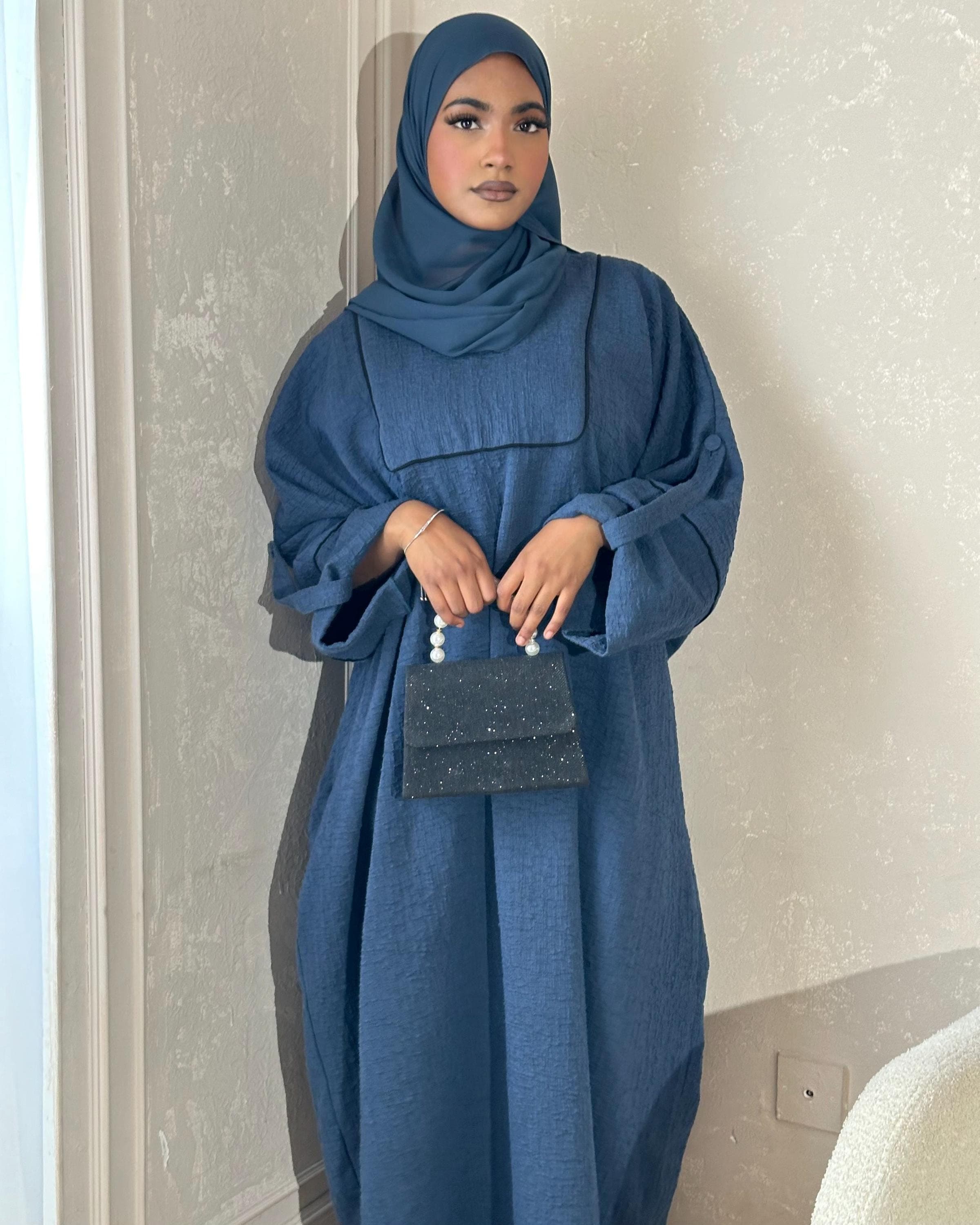 Winter Closed Butterfly with Square Neck (Navy)