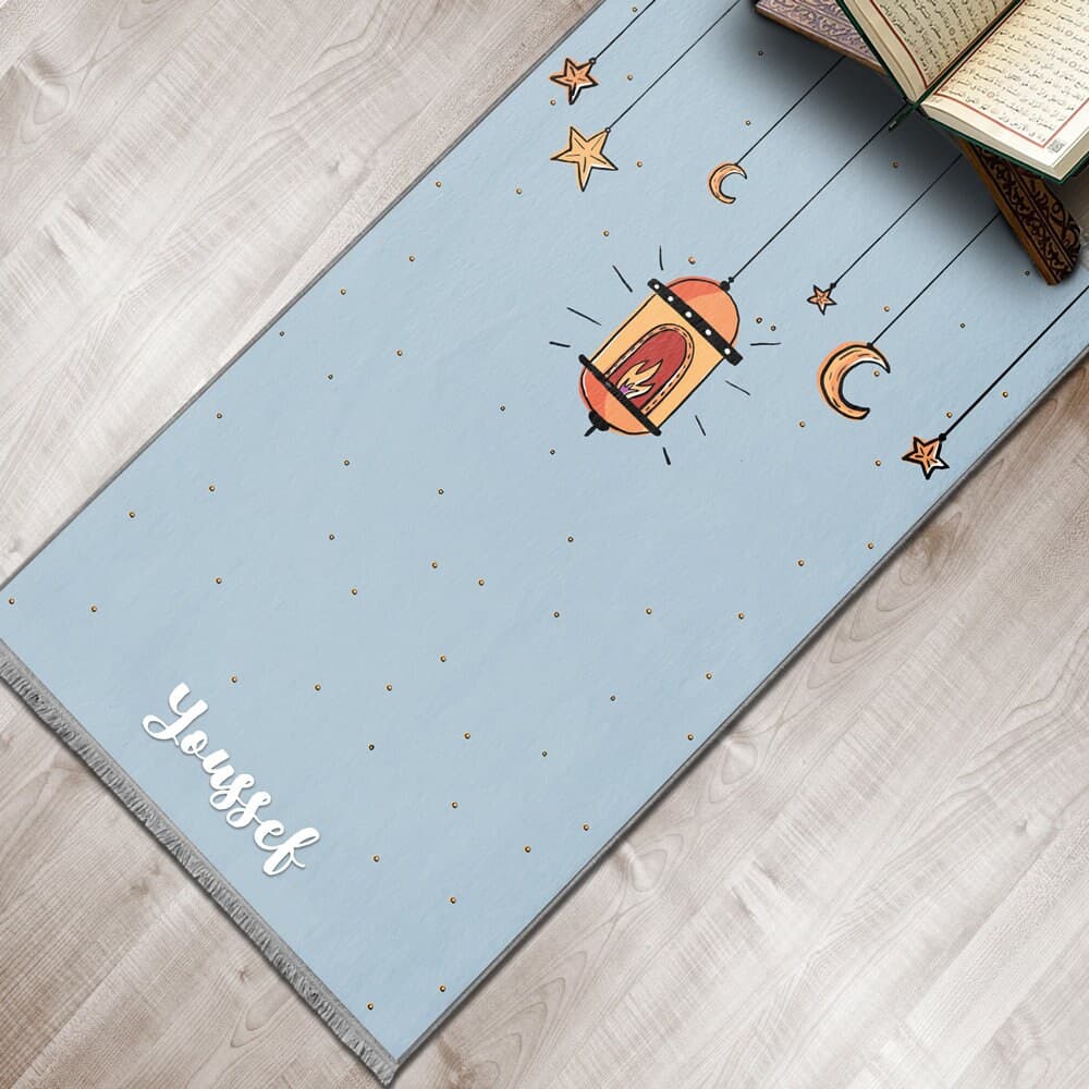 Kids Personalized Lamb&Stars Foam Padded Prayer Mat, Child Muslim Prayer Rug, Islamic Gift Boy Girls Non-Slip, Musallah Designer Sejadah 420 - image 5