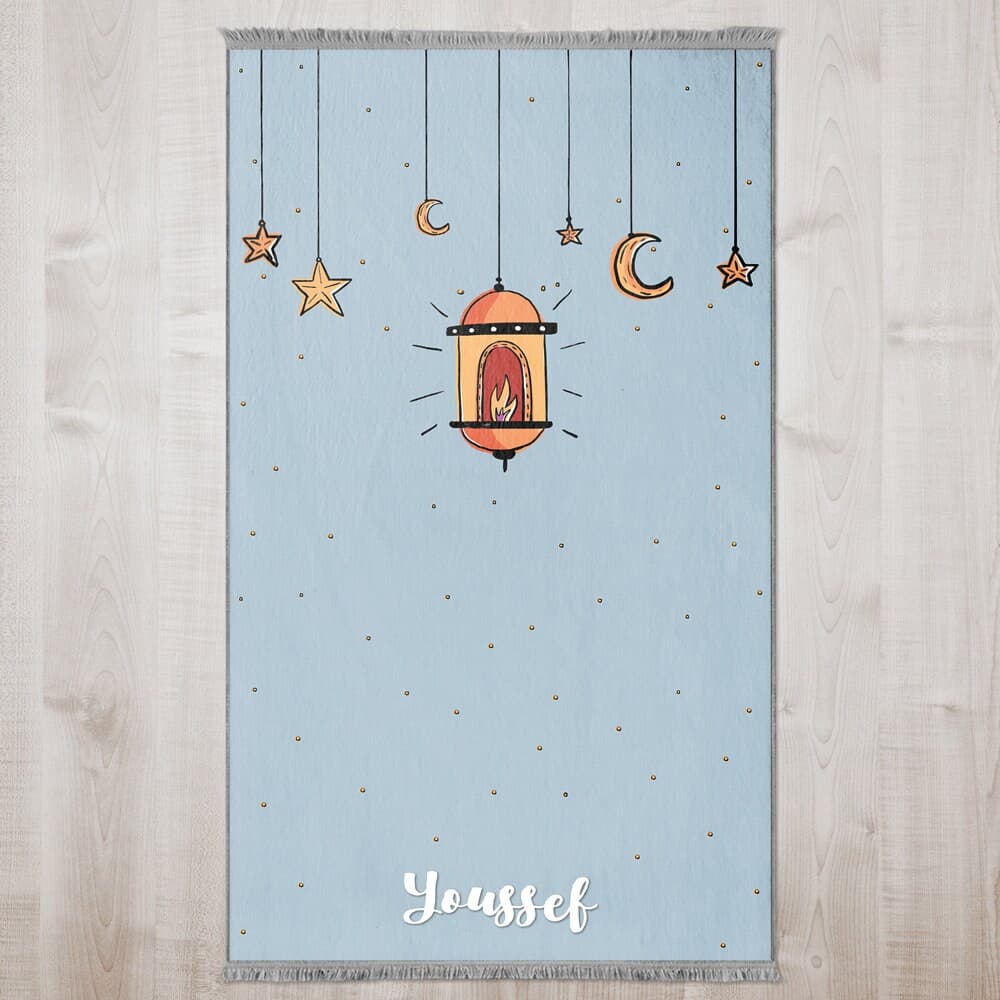 Kids Personalized Lamb&Stars Foam Padded Prayer Mat, Child Muslim Prayer Rug, Islamic Gift Boy Girls Non-Slip, Musallah Designer Sejadah 420 - image 3