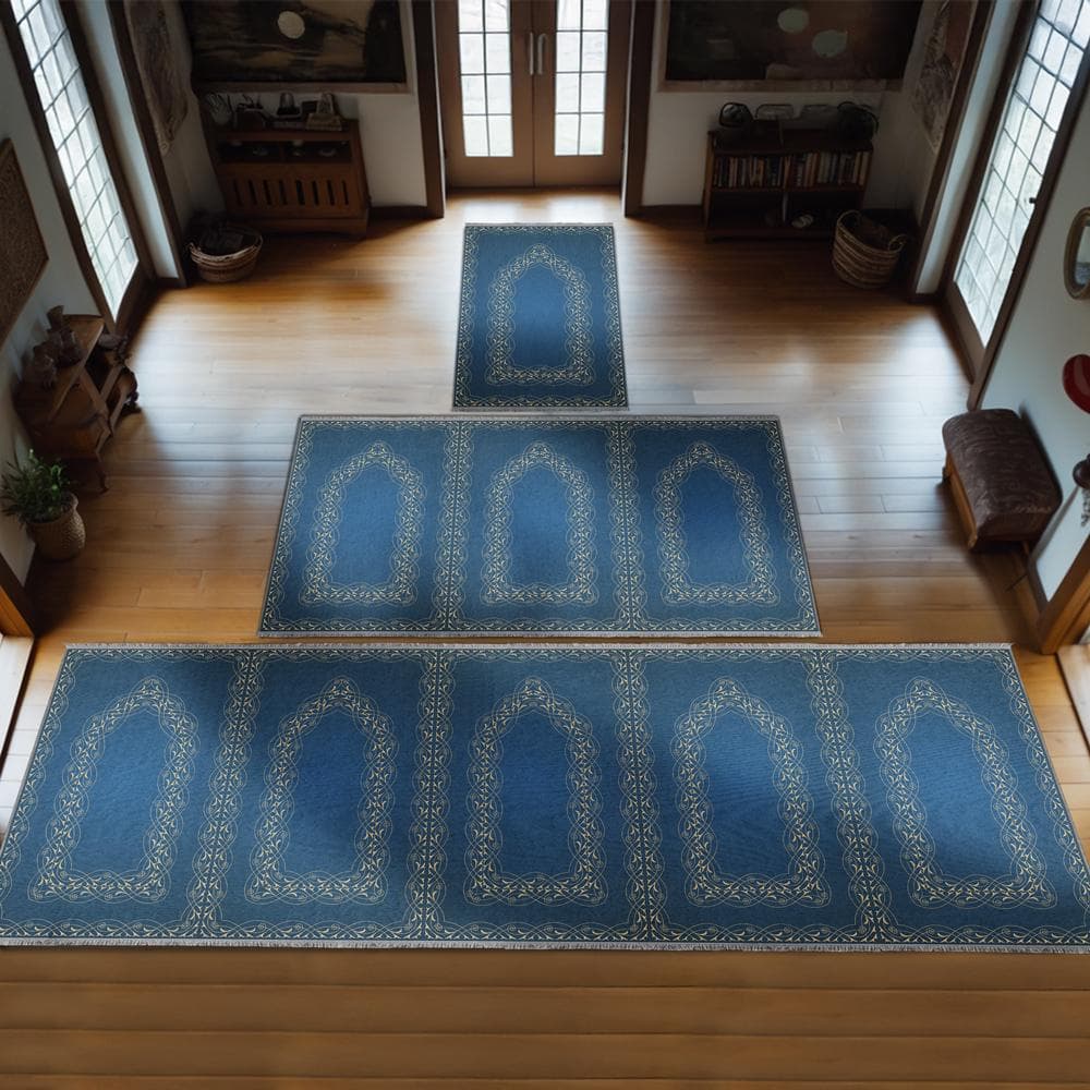 Group Family Prayer Mat Personalized, Foam Padded Muslim Rug, Islamic Gift, Large Janamaz, Designer Sejadah 609
