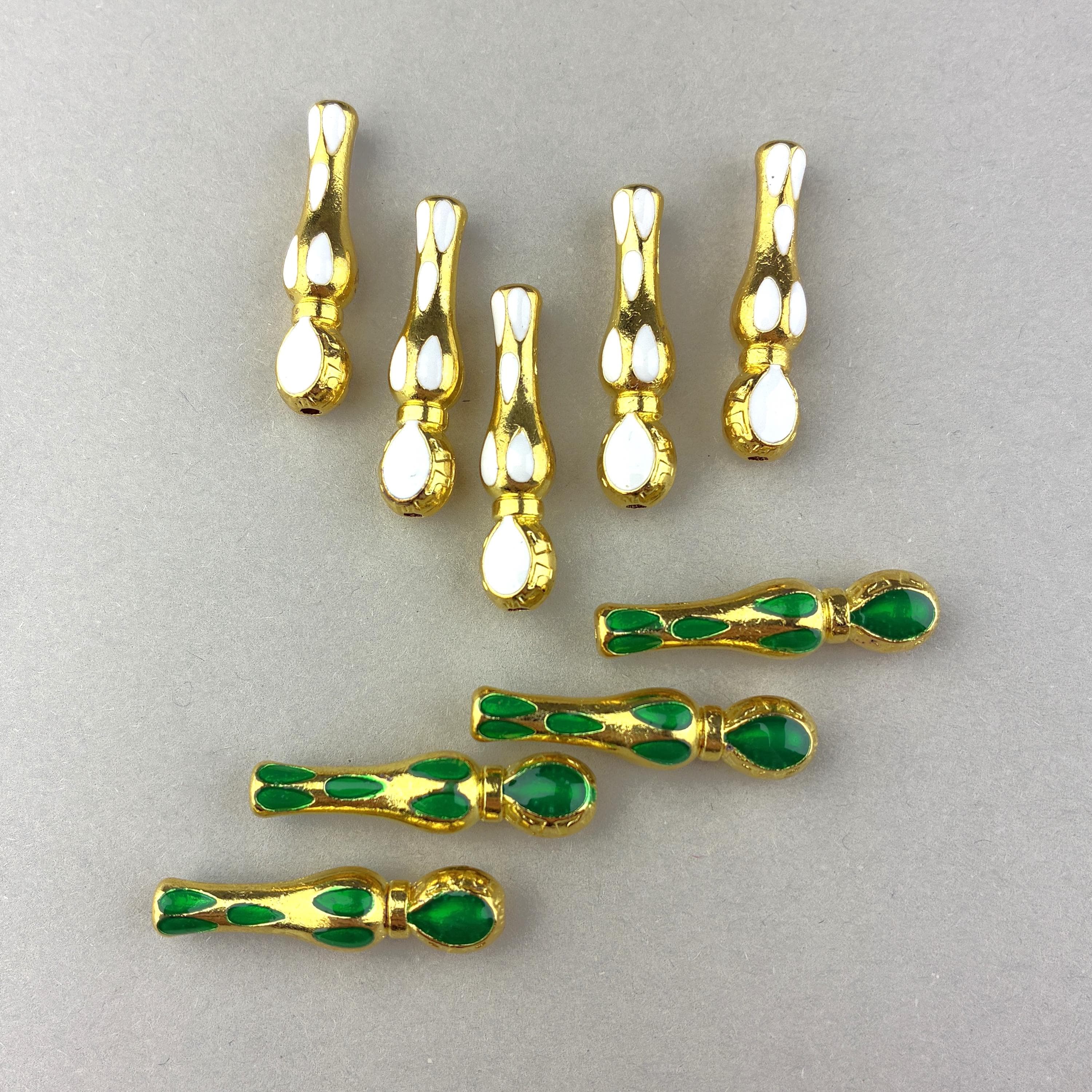 Gold Plated Enamel Rosary Tassel Head, DIY Misbaha Accessory