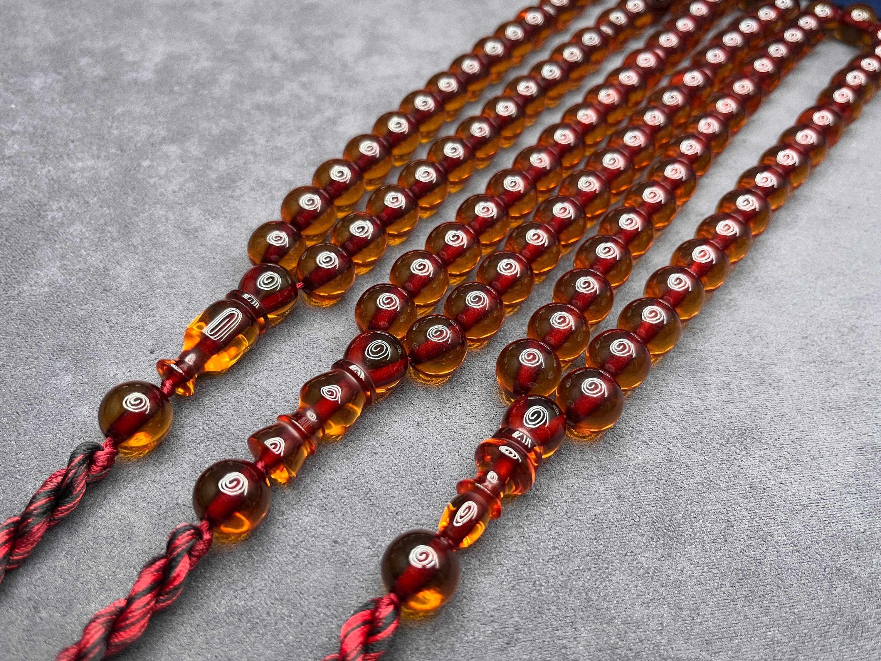 Amber Color Faturan Worry Beads: 13mm Ottoman Tesbih Rosary, Misbaha Islamic Gift, - image 3