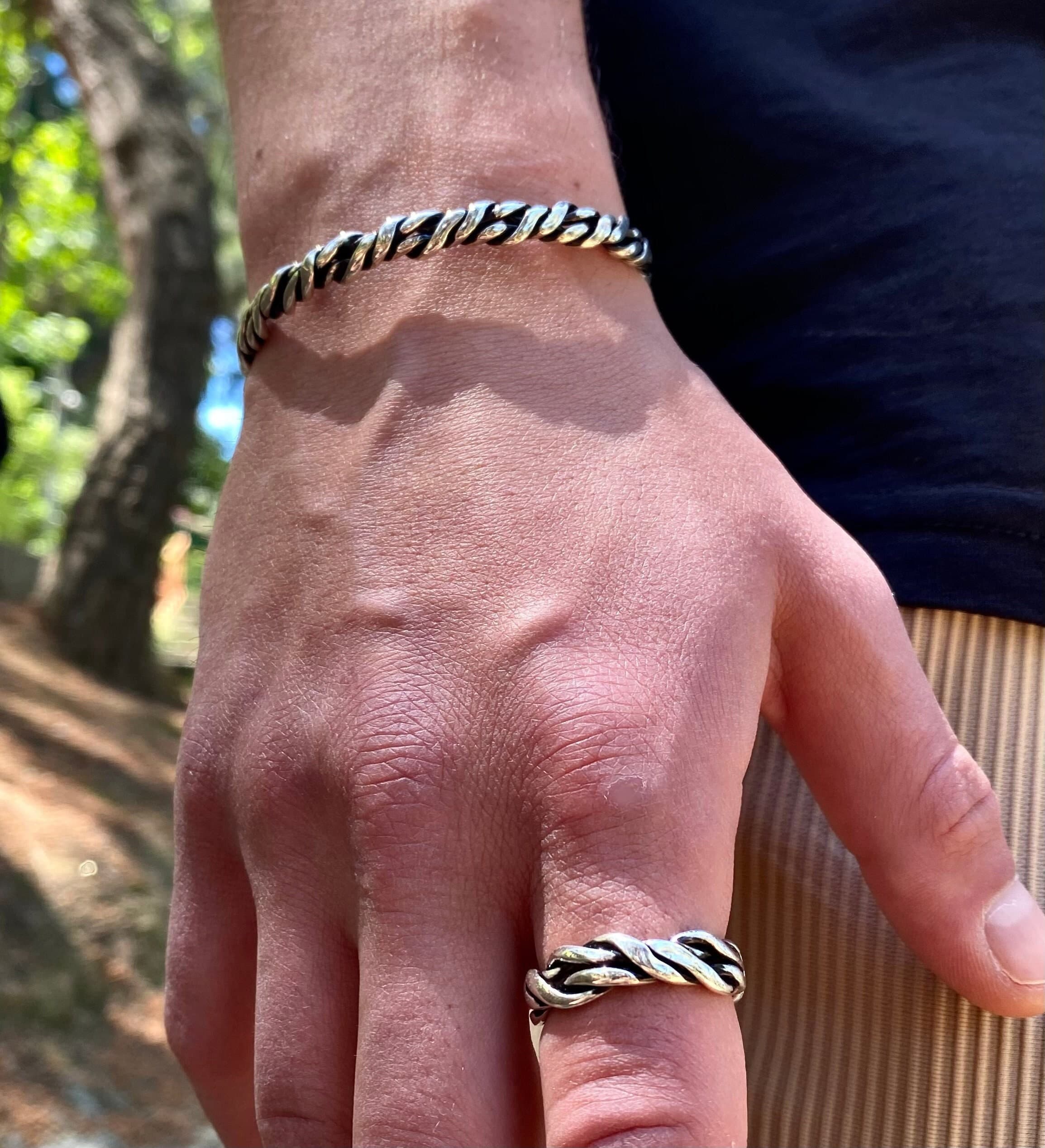 Handmade 925 Sterling Silver Knit Bracelet: Adjustable Rope Design - image 5