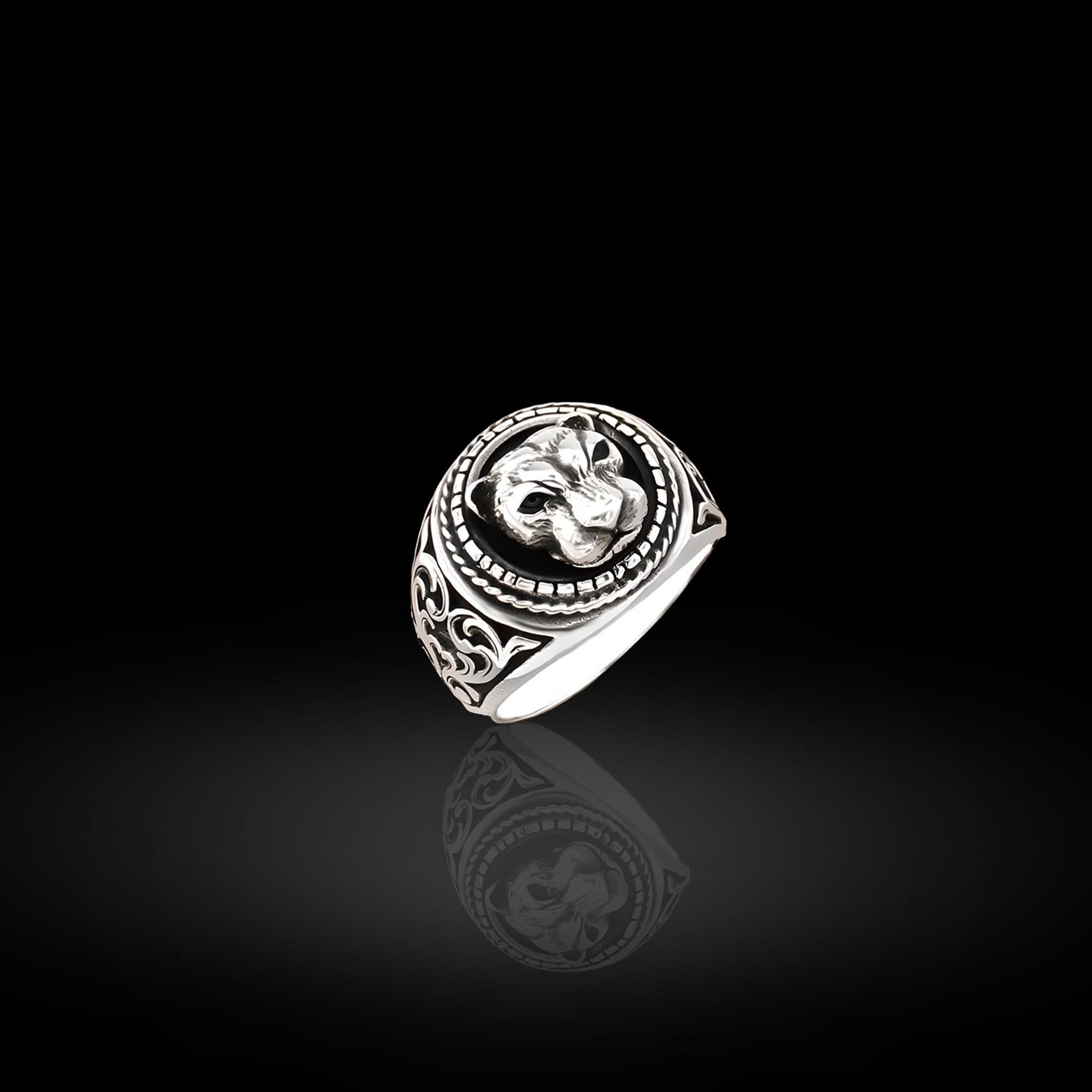 925 Silver Puma Ring: Men's Jaguar Animal Signet