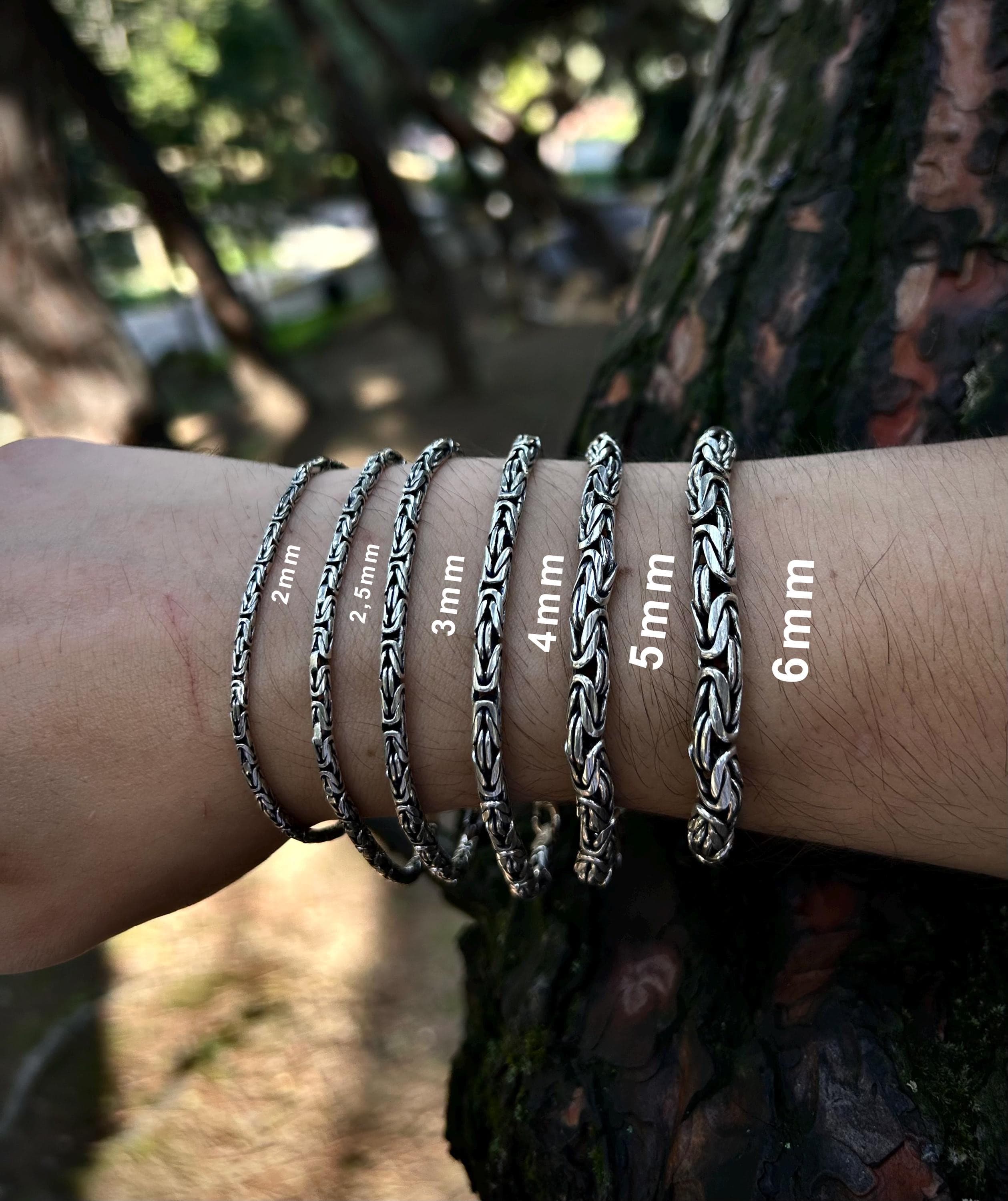 925 Sterling Silver Bali Byzantine Chain Bracelet: Mens King Bracelet