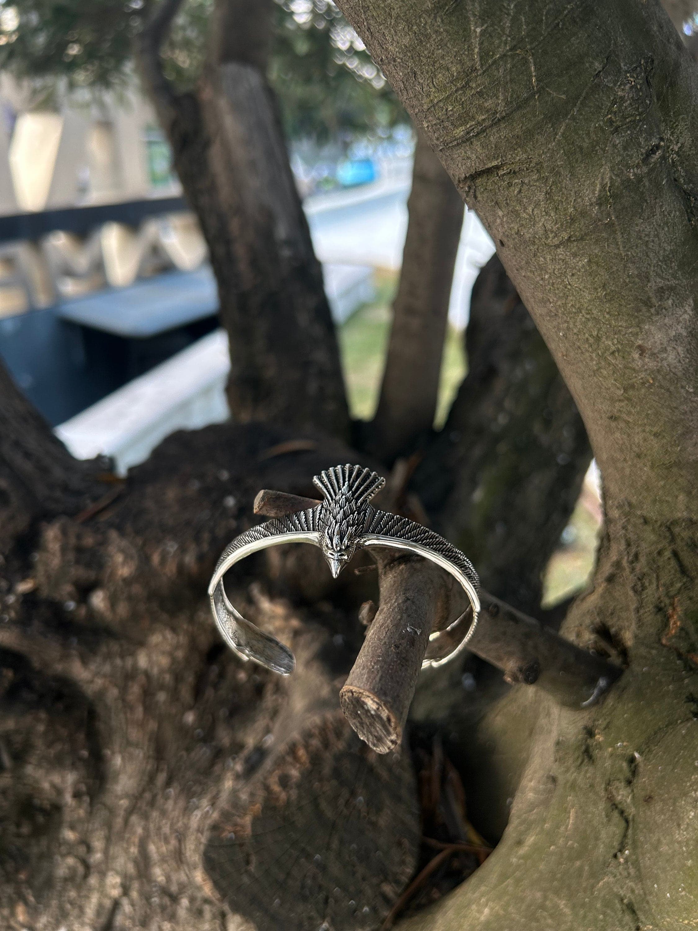 Sterling Silver Eagle Cuff Bracelet: Heavy Adjustable Animal Jewelry - image 2