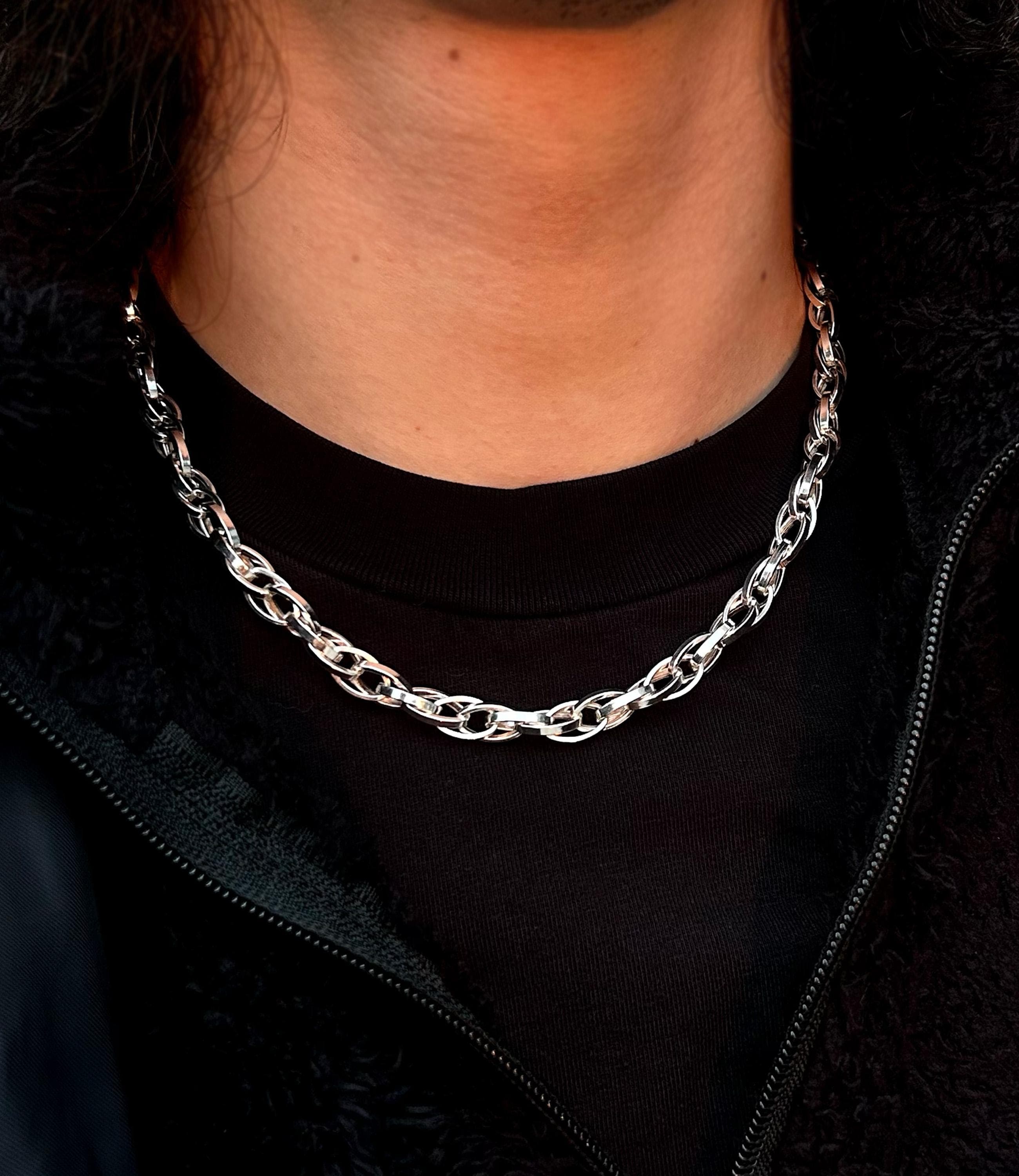 Solid Silver Interlocking Chain | Polished Elongated Link Necklace or Bracelet, Thick Welded Paperclip - image 3