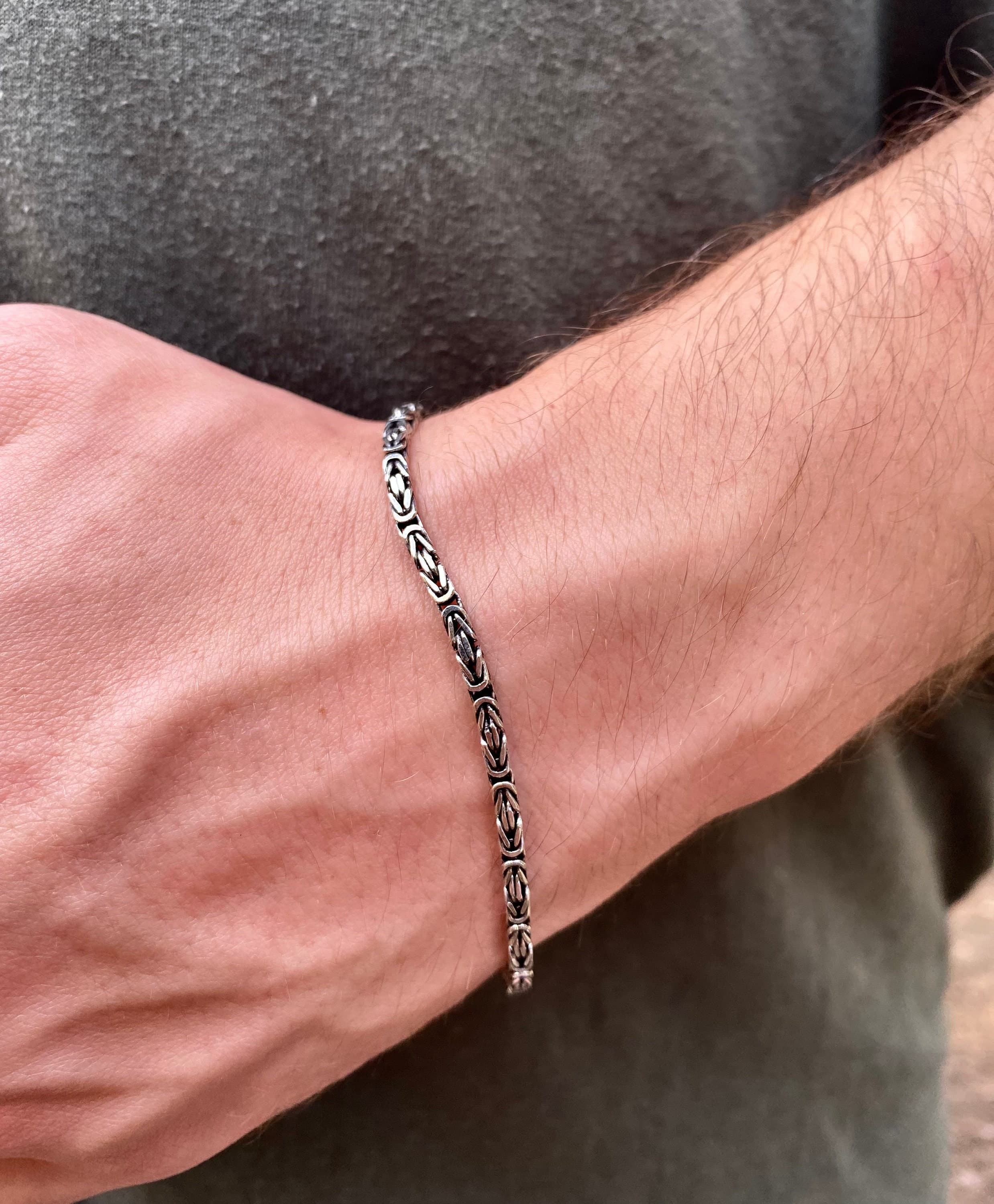 Handmade King Chain Bracelet: 925K Sterling Silver Mens Jewelry