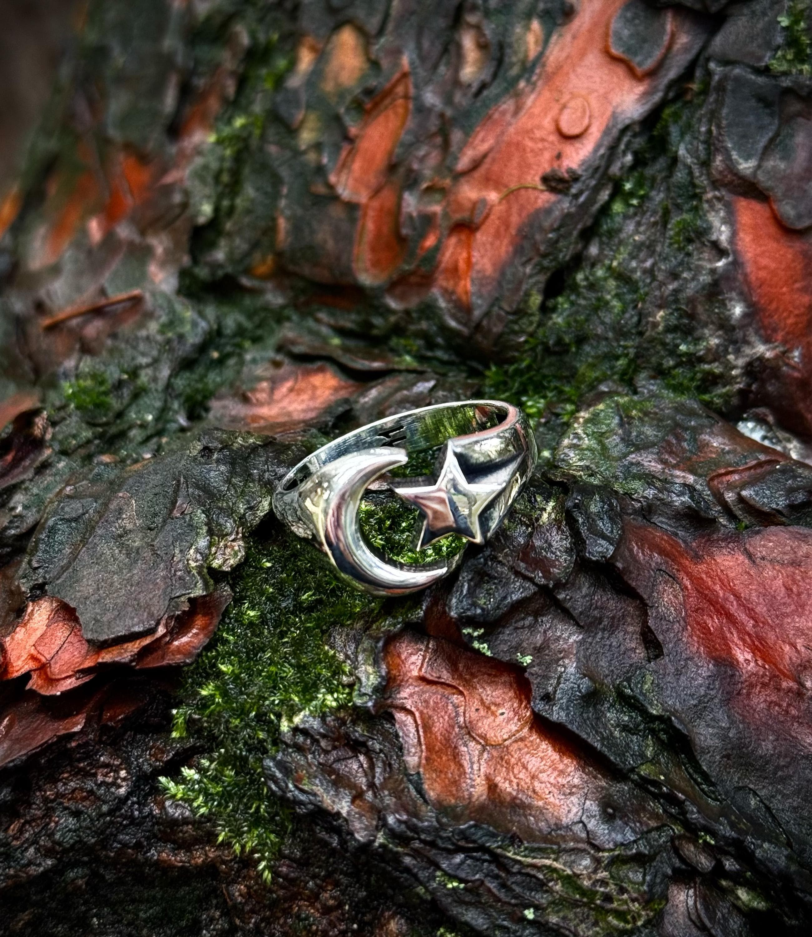Unified Crescent Star Ring, 925 Sterling Silver Symbolic Statement Ring for Men - image 4