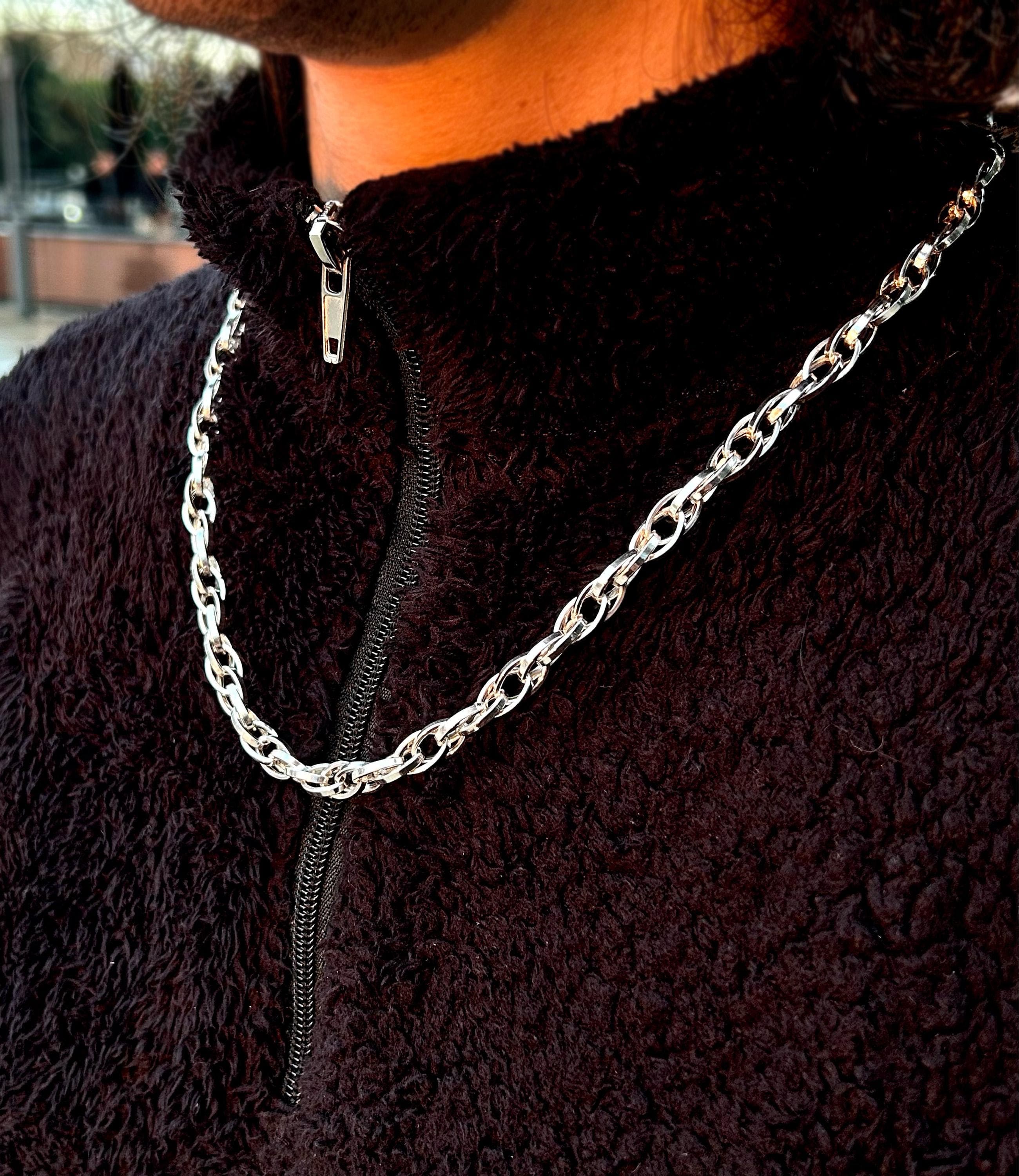 Solid Silver Interlocking Chain | Polished Elongated Link Necklace or Bracelet, Thick Welded Paperclip - image 5