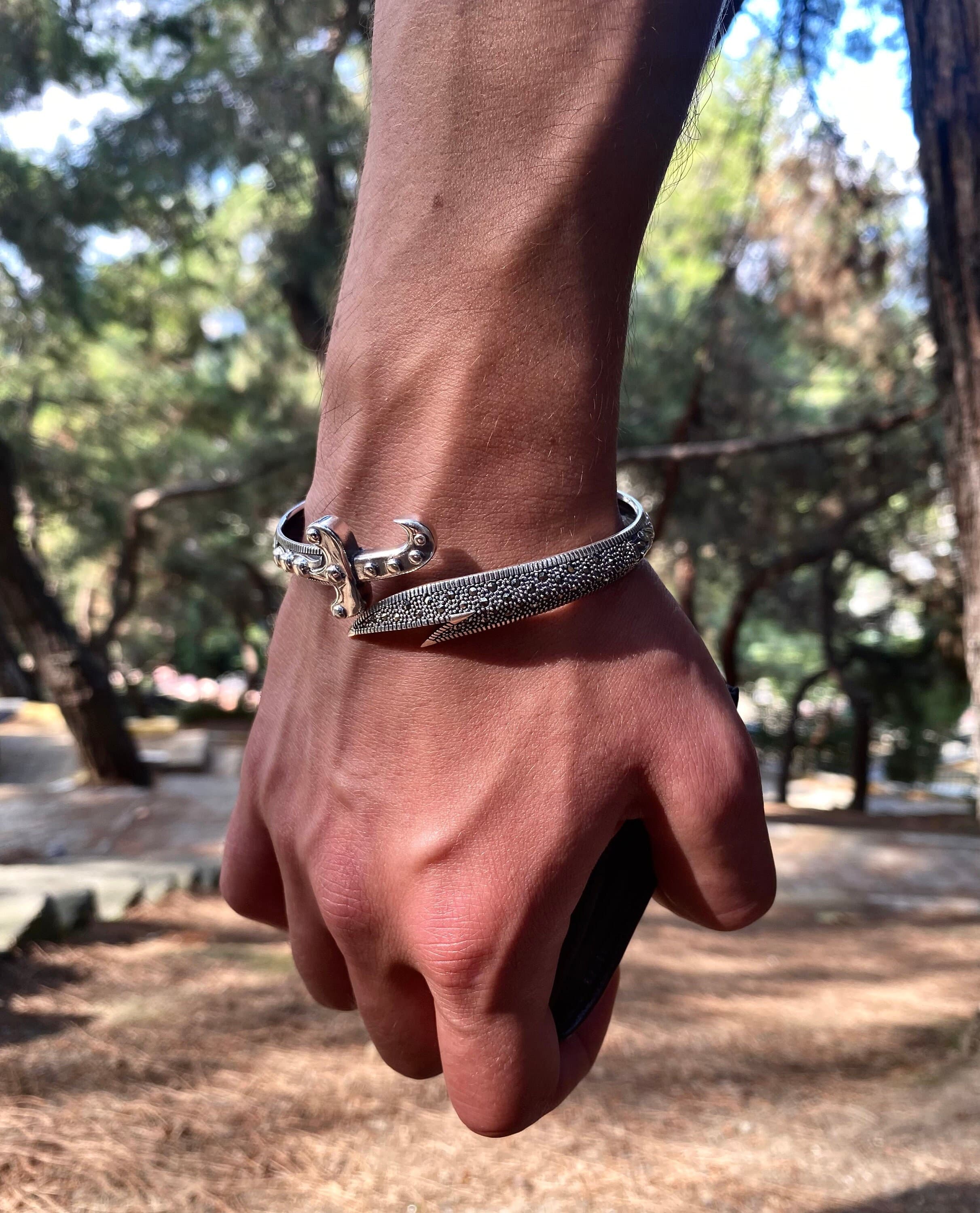 925 Sterling Silver Zulfiqar Cuff Bracelet Adjustable: Unique Shia Design for Men