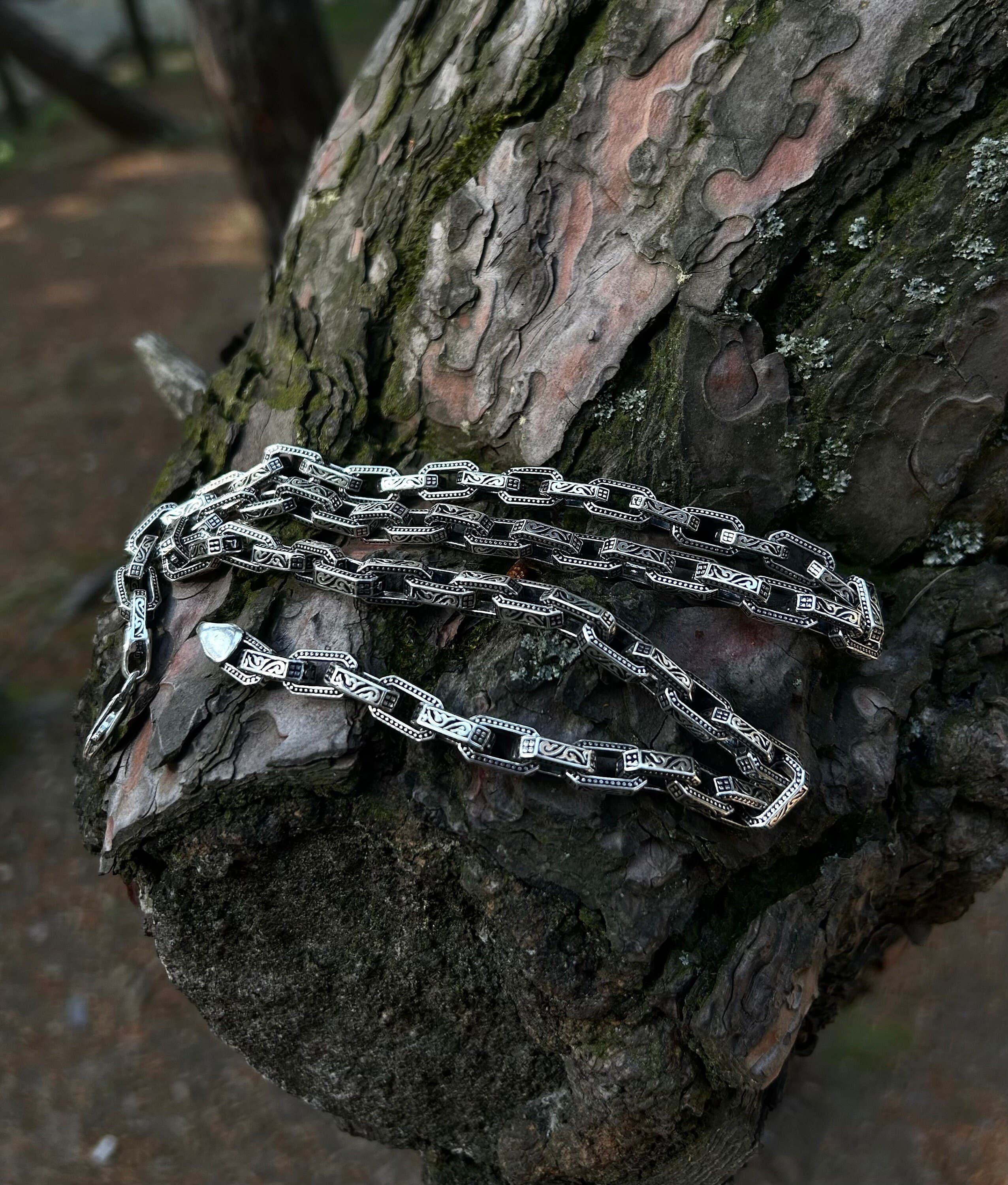 Mens Heavy Link Chain 925 Sterling Silver Bracelet and Necklace - image 4
