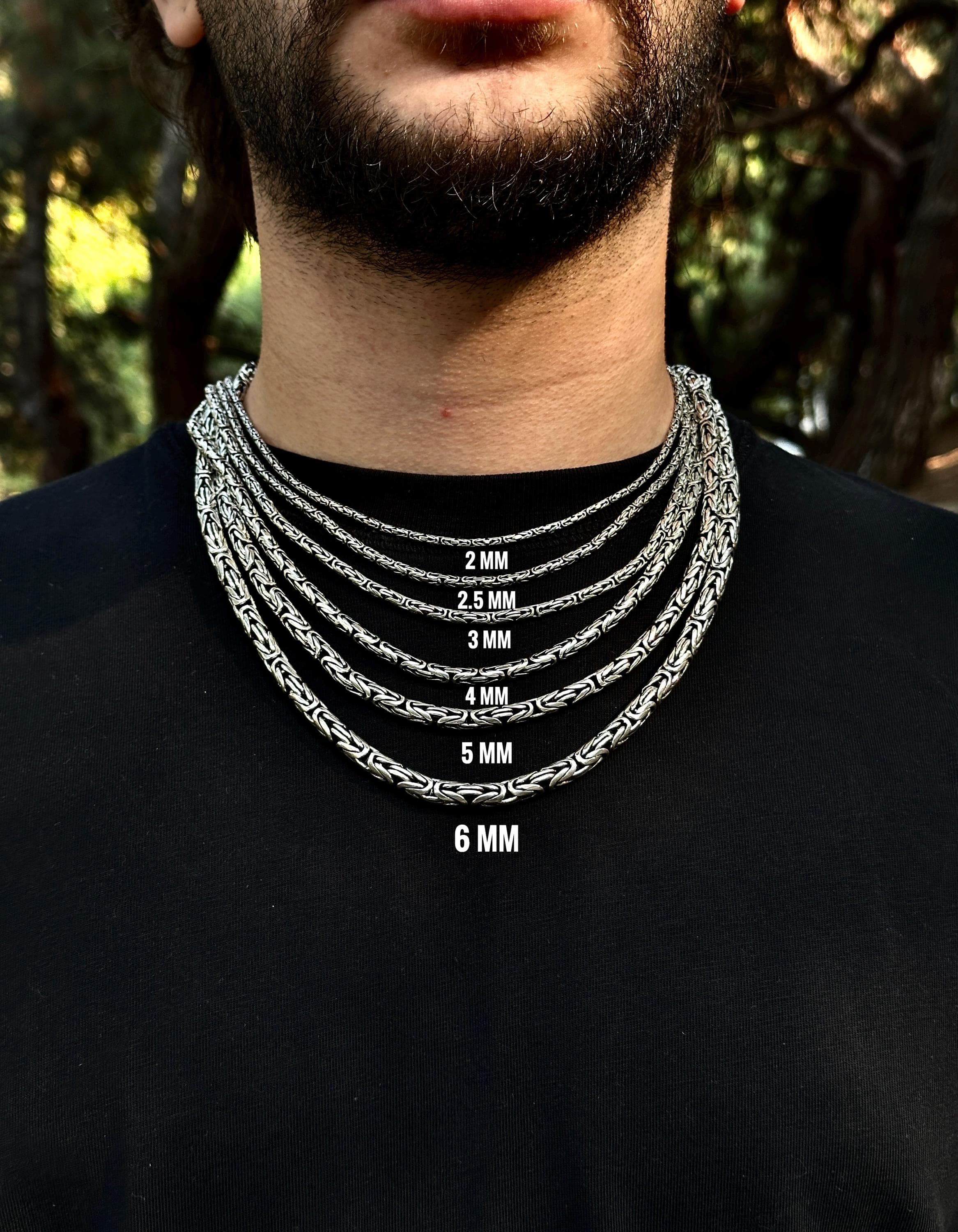 Oxidized Bali Byzantine Chain Necklace - 925 Sterling Silver