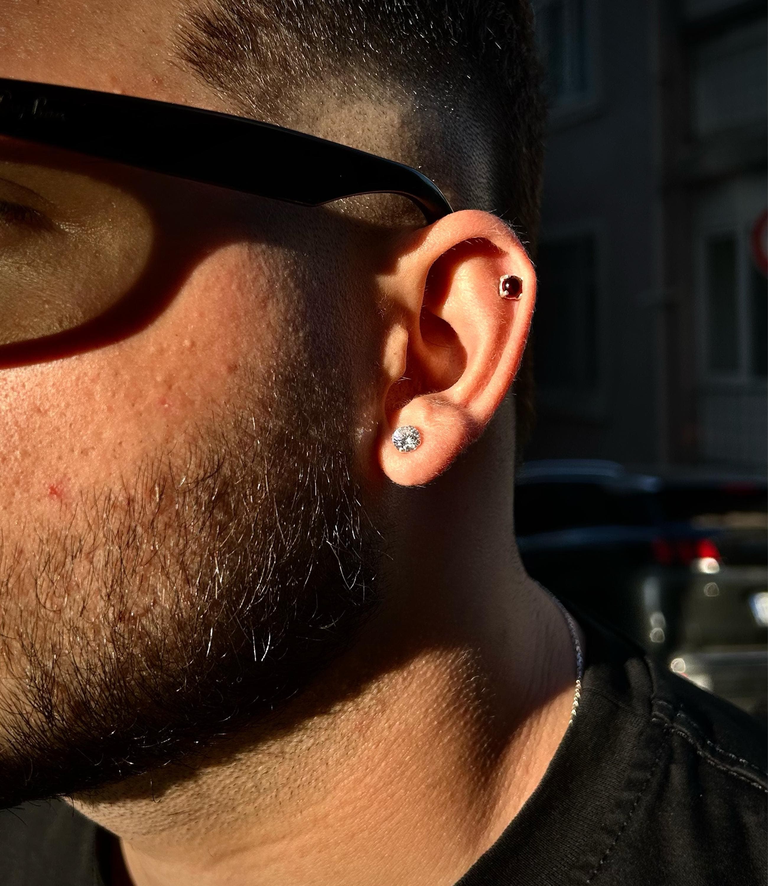 CZ Stud Earrings for Men: 925 Sterling Silver Ronaldo Style