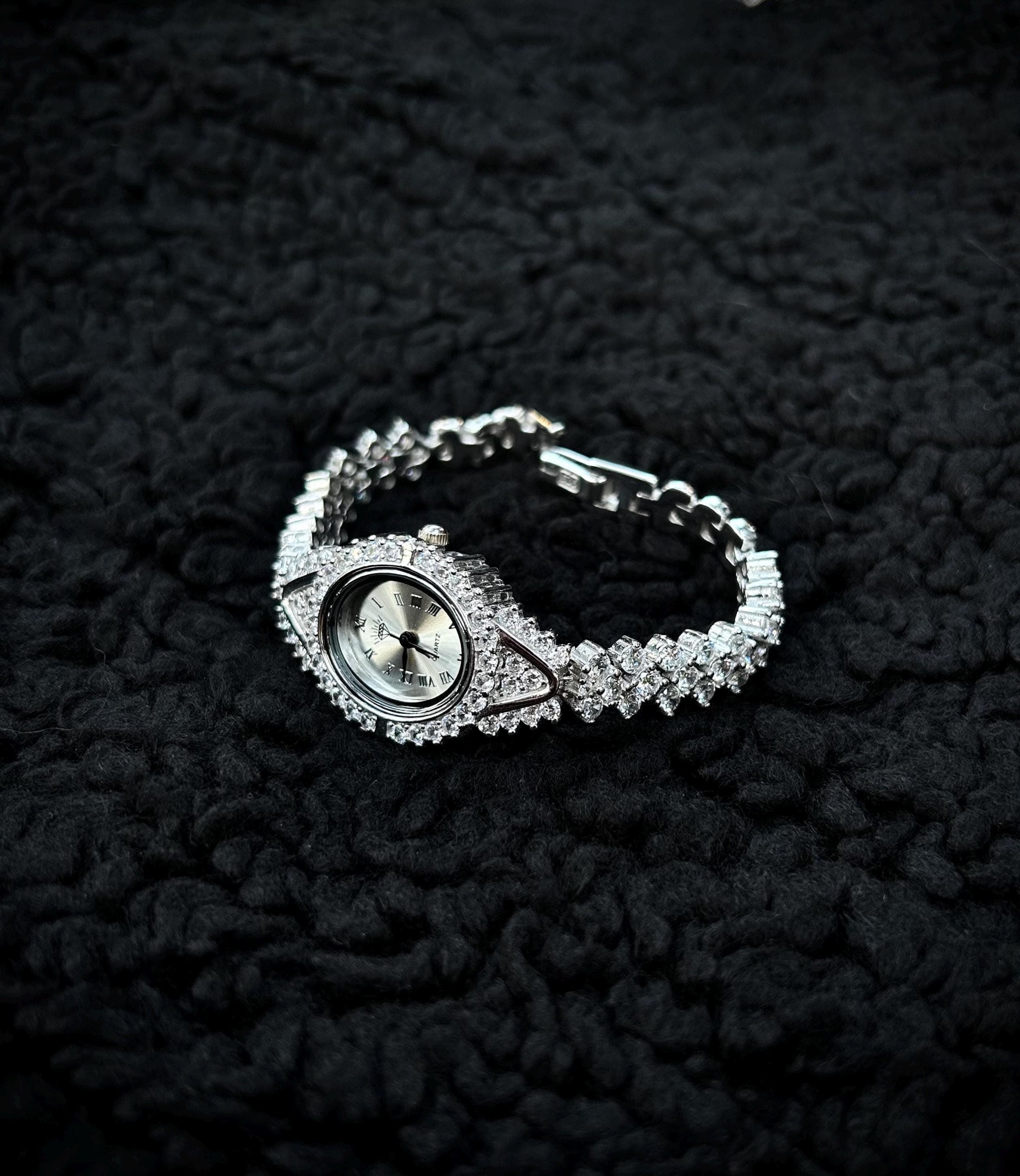 Handmade 925 Sterling Silver Zircon Bracelet Watch - Rhodium Plated