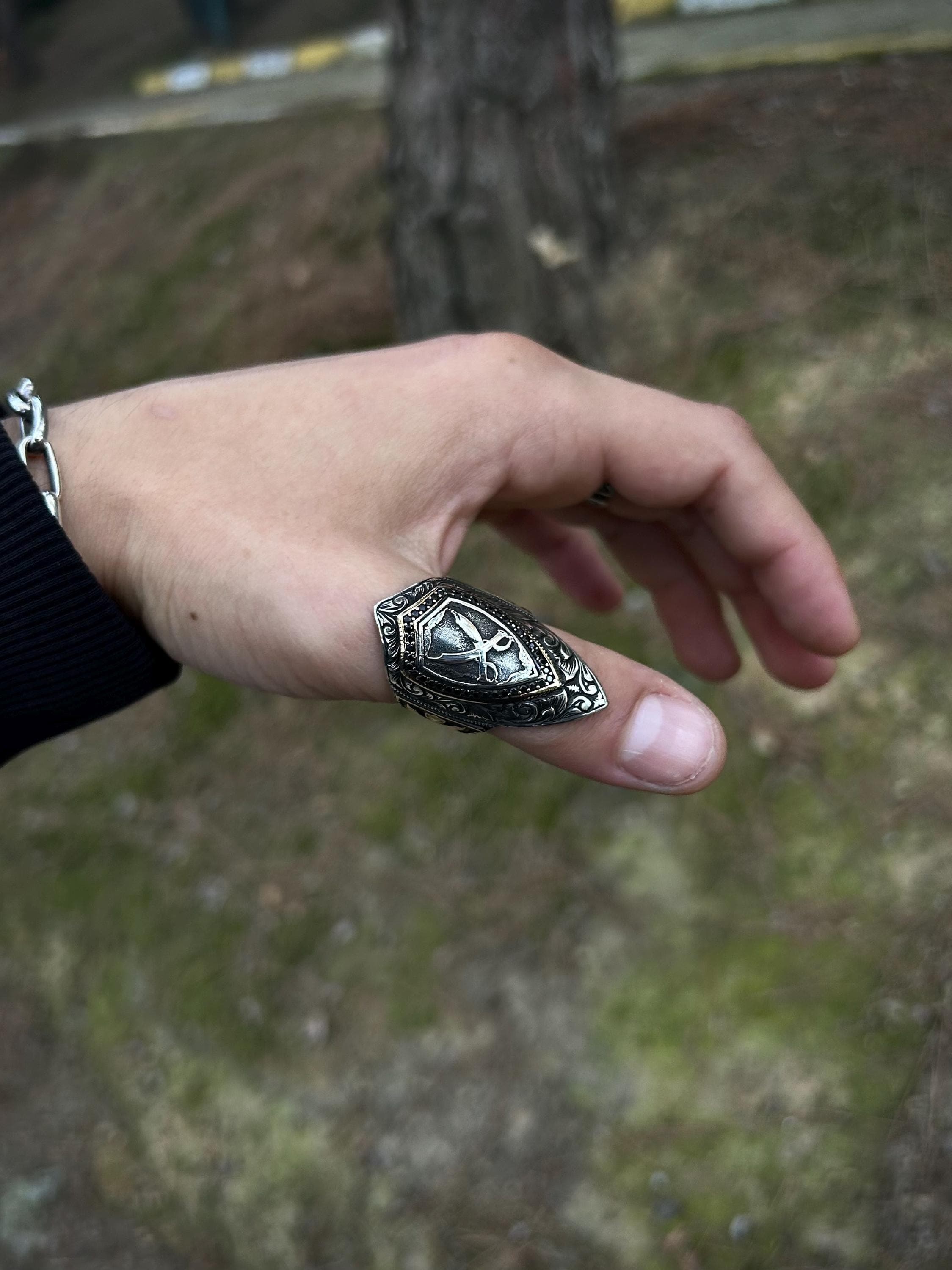Zulfiqar Sword Thumb Ring 925K Silver, Mens Imam Ali Shia Thumb Ring Sterling Silver, Gift For Shia Men, Thumb Sword Ring Men