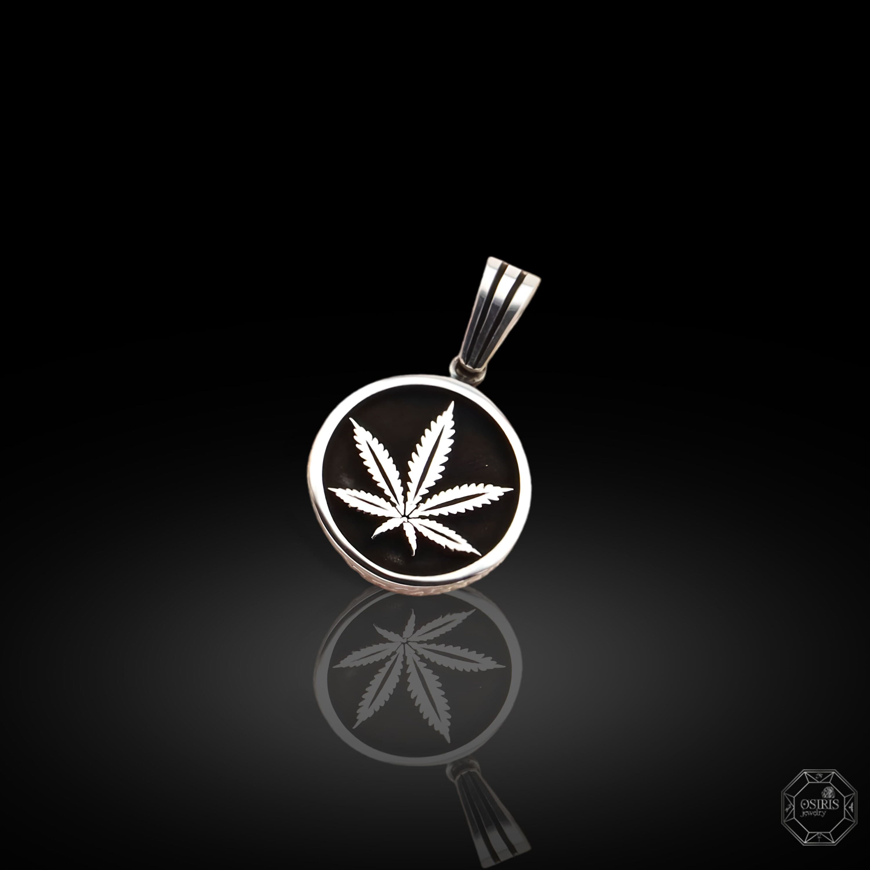 Sterling Silver Marijuana Leaf Necklace, Weed Accessory Jewelry - image 3
