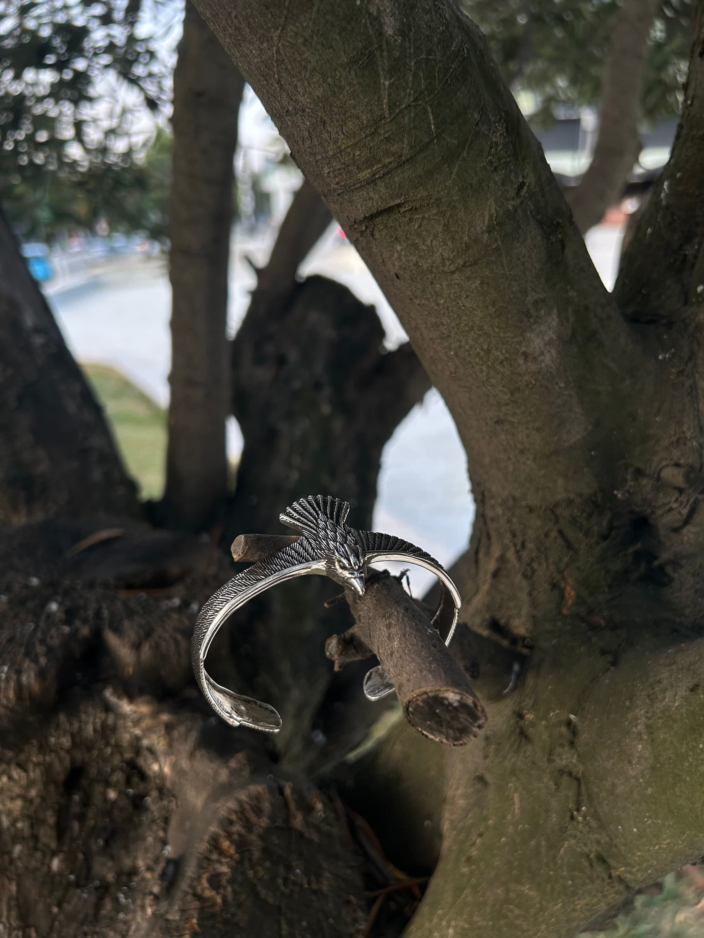 Sterling Silver Eagle Cuff Bracelet: Heavy Adjustable Animal Jewelry - image 5