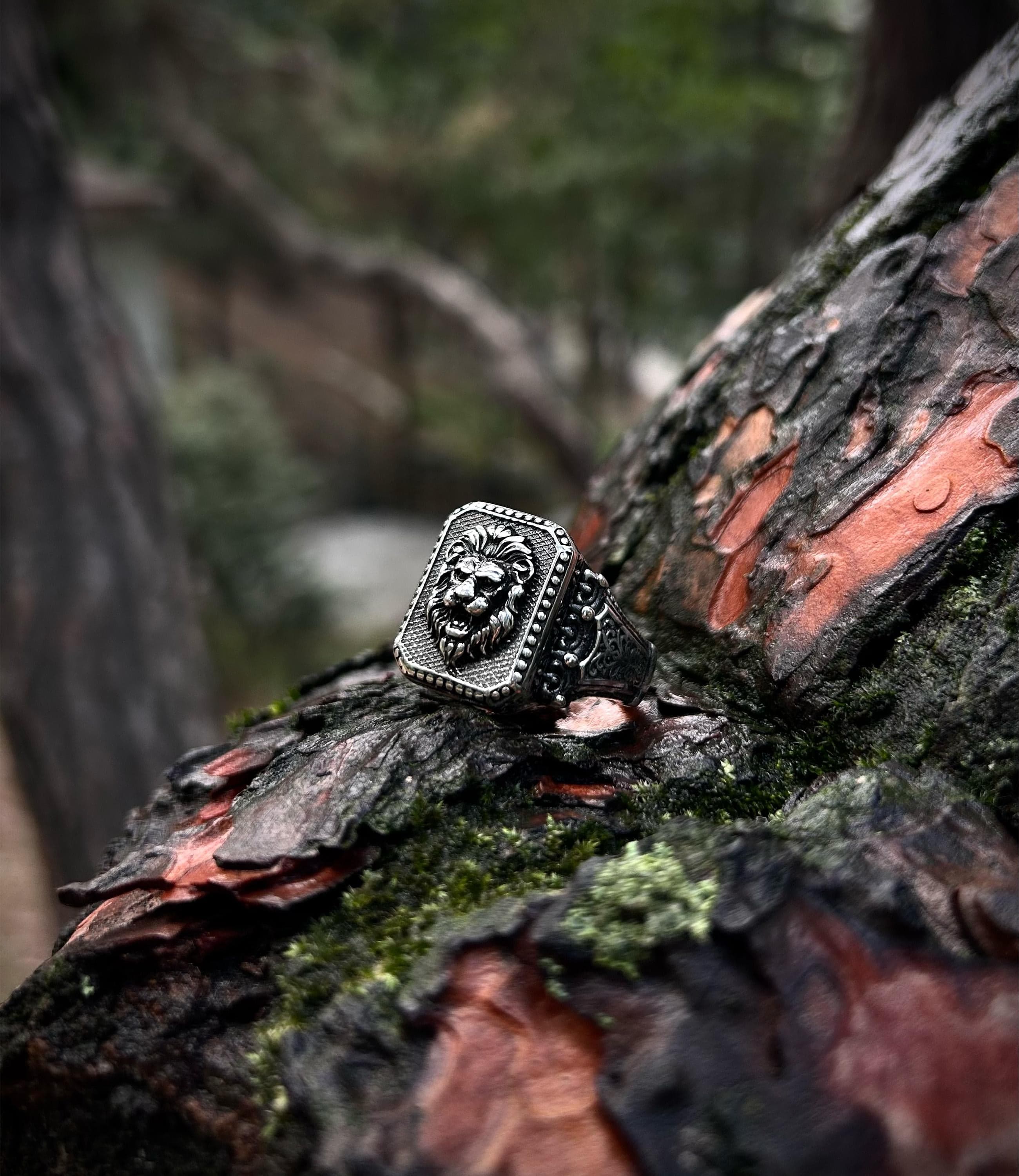 Leo Zodiac Lion Ring | 925 Silver Spirit Animal Totem, King of Beasts Amulet