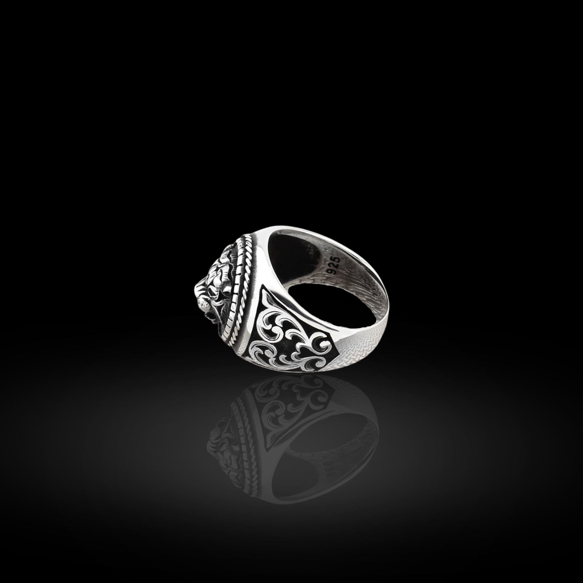 Sterling Silver Tiger Ring: Asian Biker Jewelry - image 3