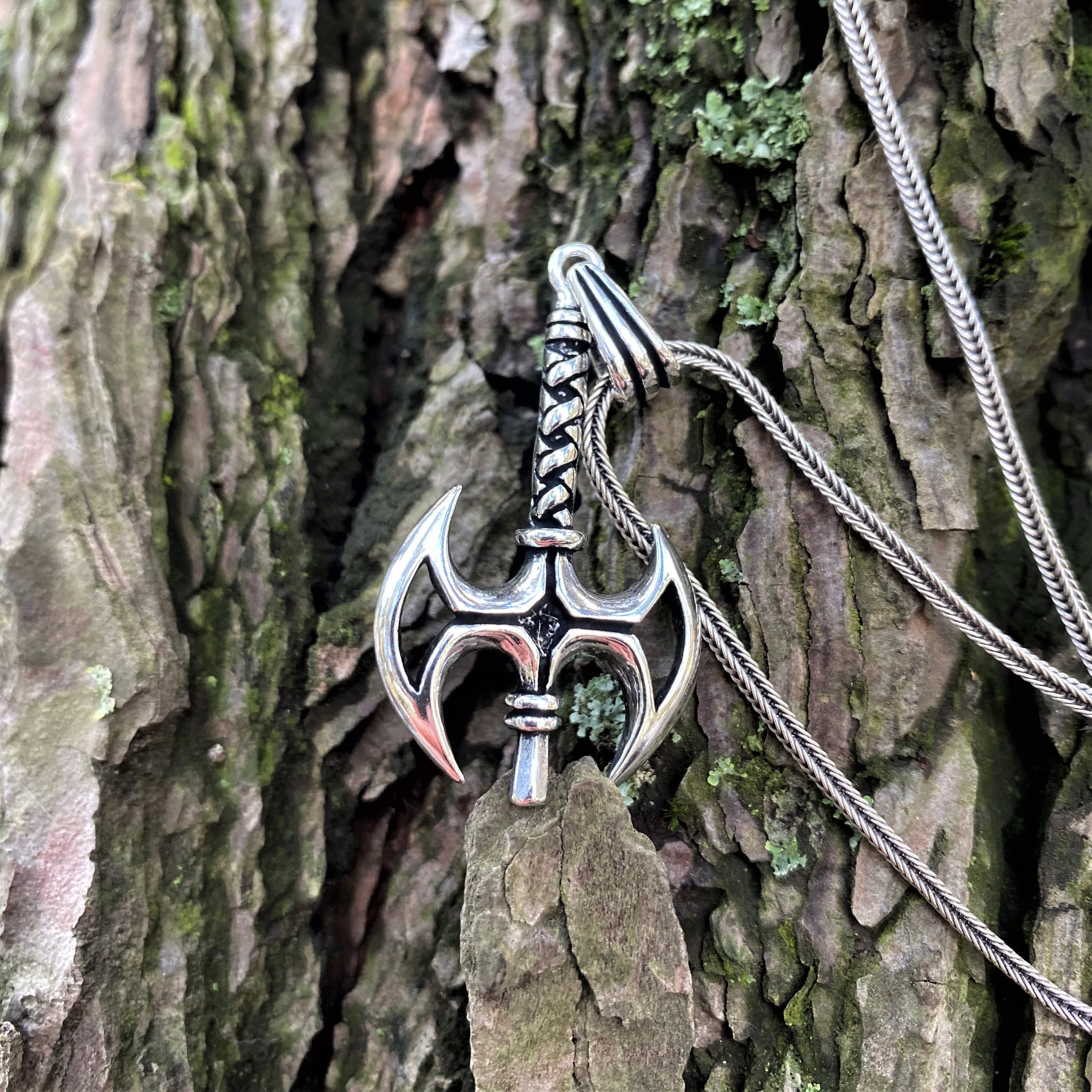 Sterling Silver Axe Necklace: Viking Scandinavian Jewelry Gift - image 3