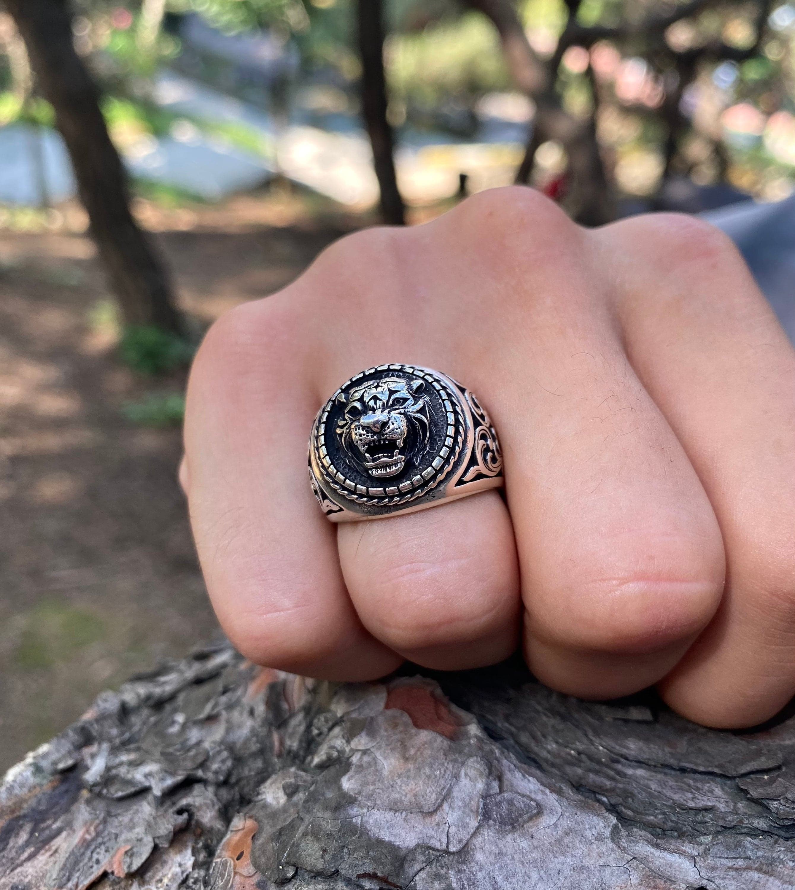 Sterling Silver Tiger Ring: Asian Biker Jewelry - image 5