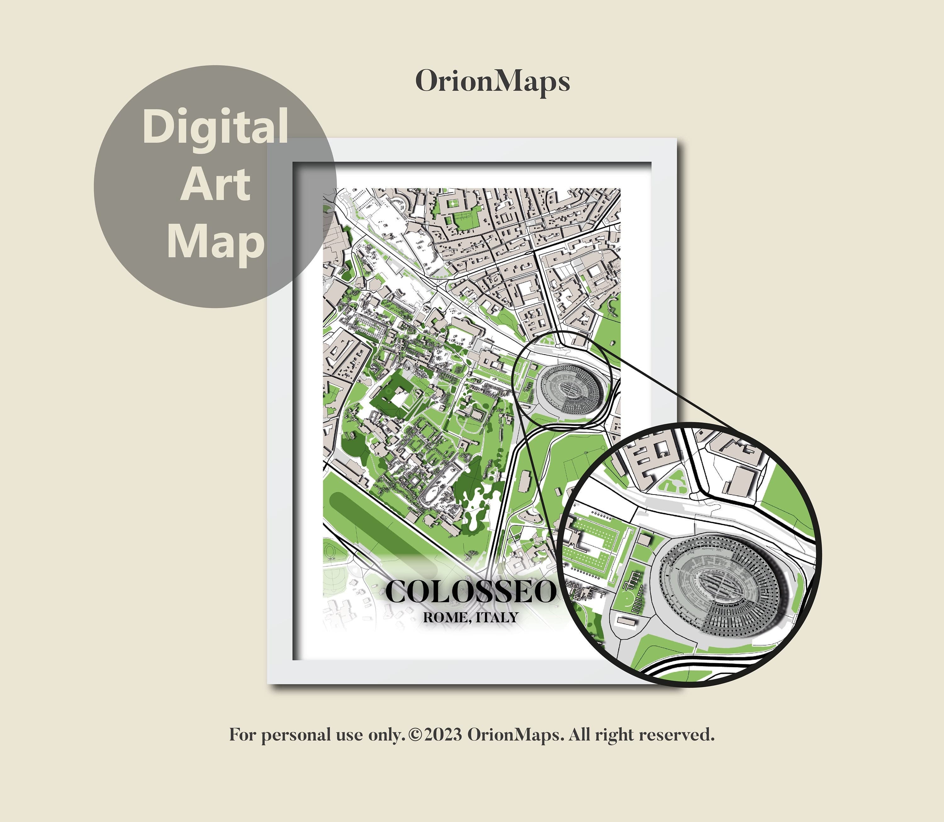 Colosseum Art Map Print, Rome Floorplan (Digital Download) - image 5