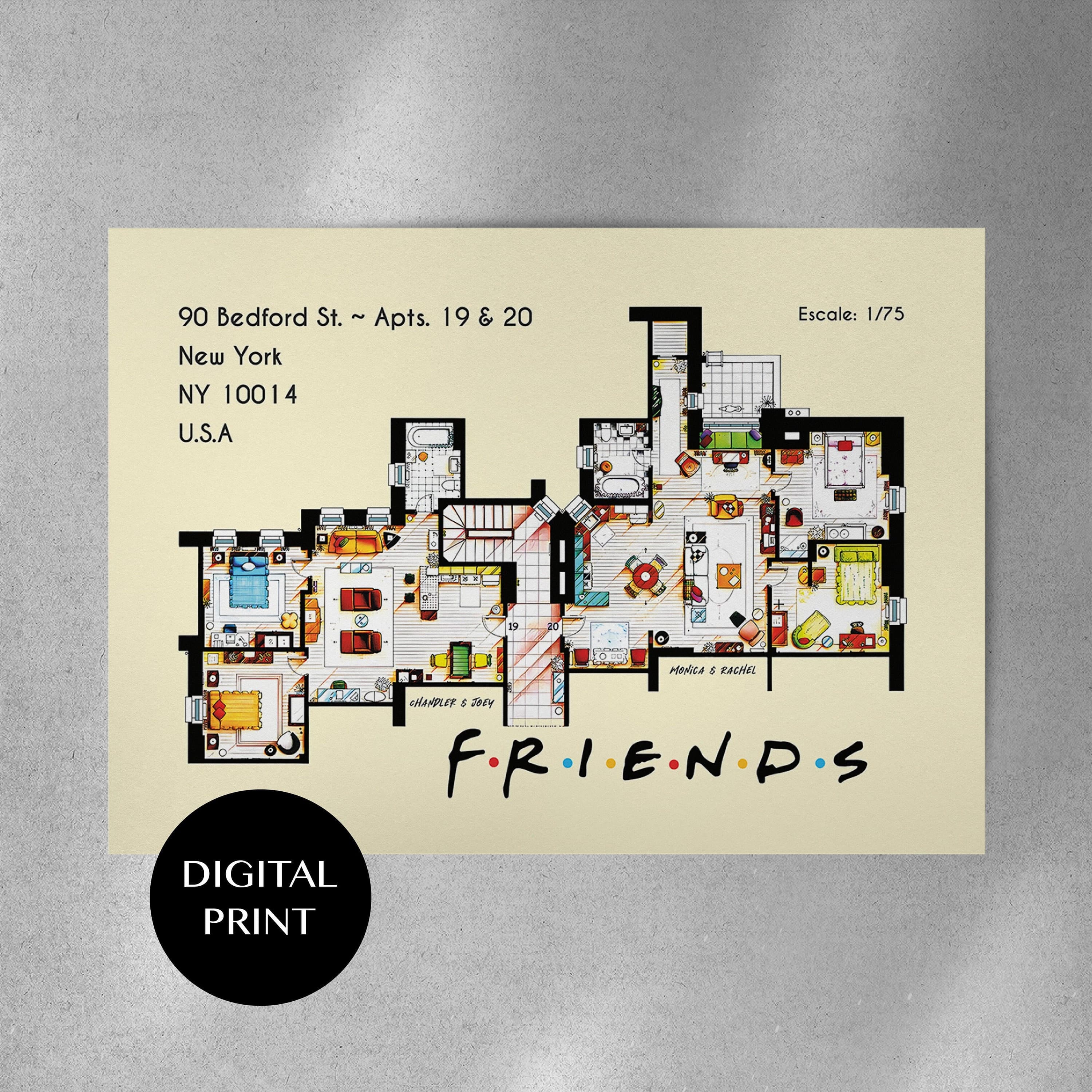 Friends Apartment Floor Plan Art – TV Show Decor (Digital Print) - image 3