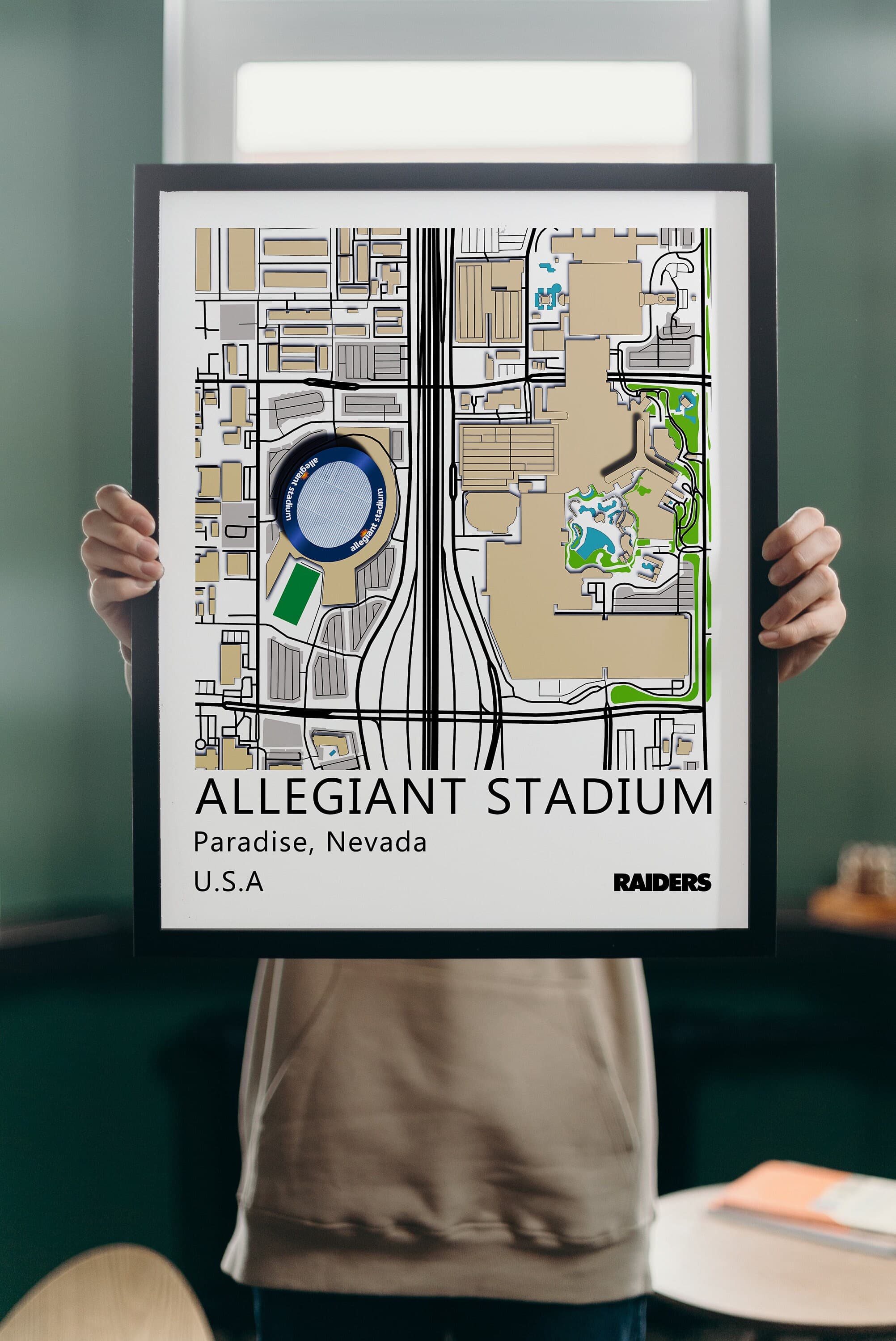 Allegiant Stadium Map Print, Las Vegas Raiders, NFL Art (Digital Download)