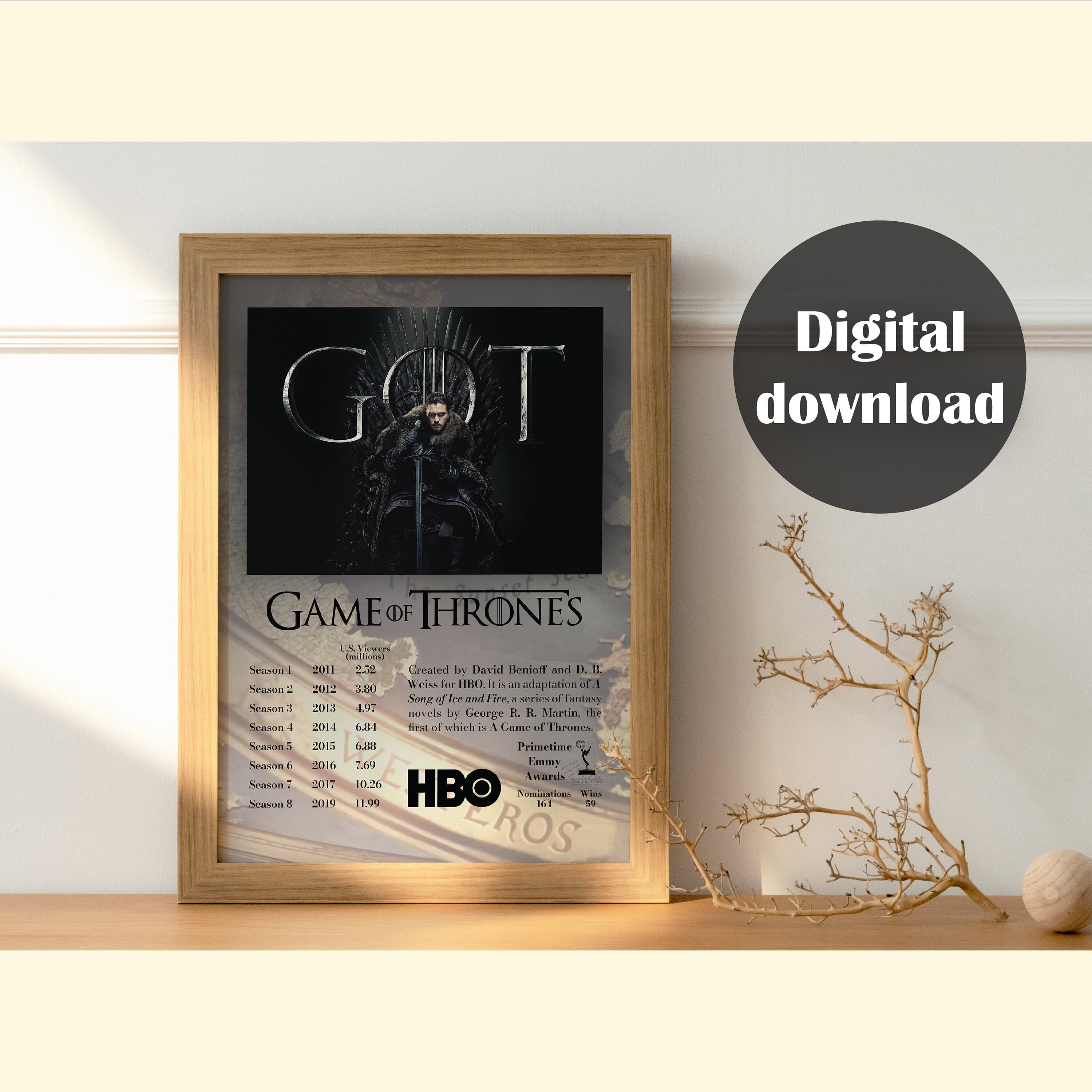 Game of Thrones Poster, TV Serie Wall Art (Digital Download)