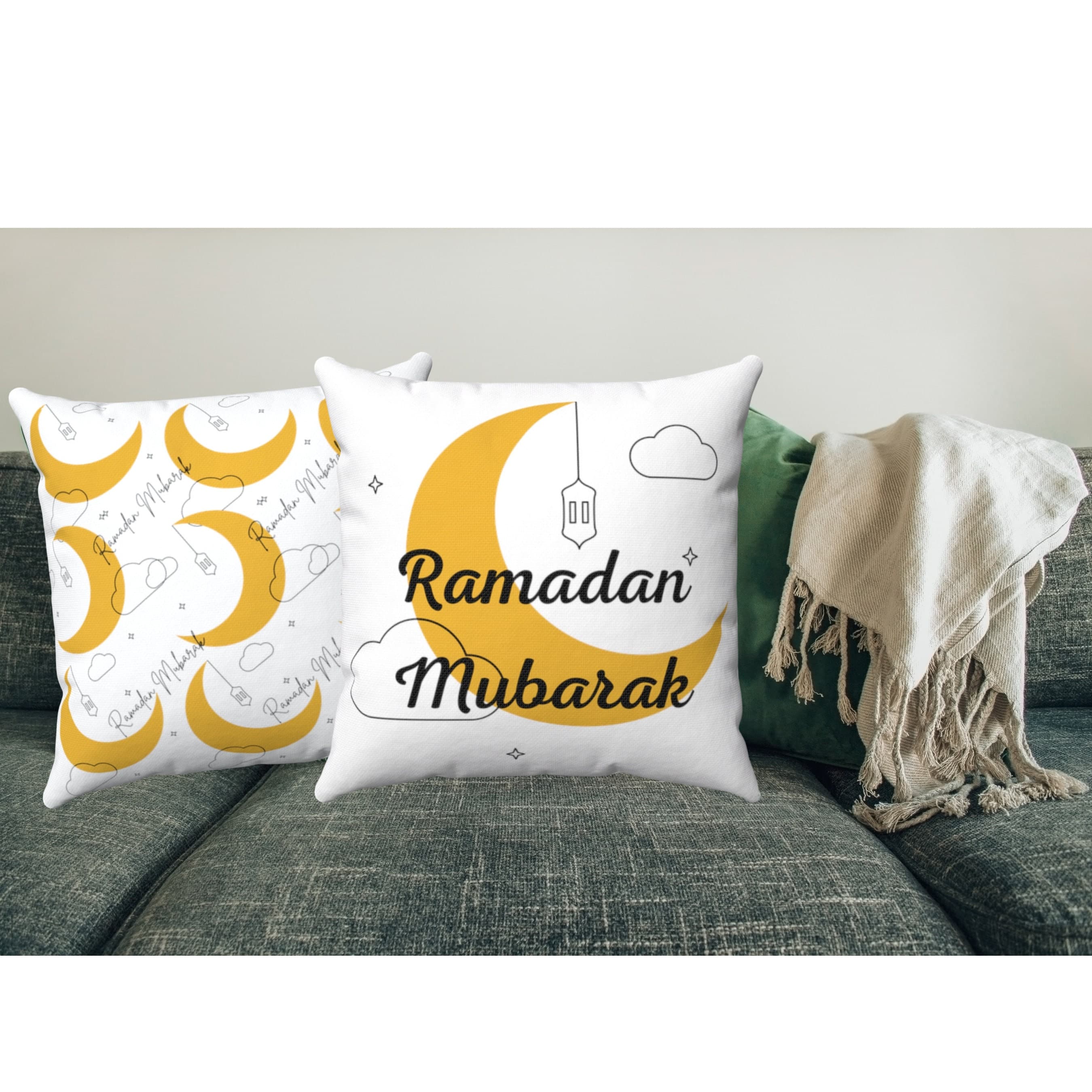 Ramadan Decor Pillow Double-sided, White, 18x18 case insert, Ramadan Decoration, Islamic house, Ramadan Decor, Eid Decor, Ramadan Gift - image 5