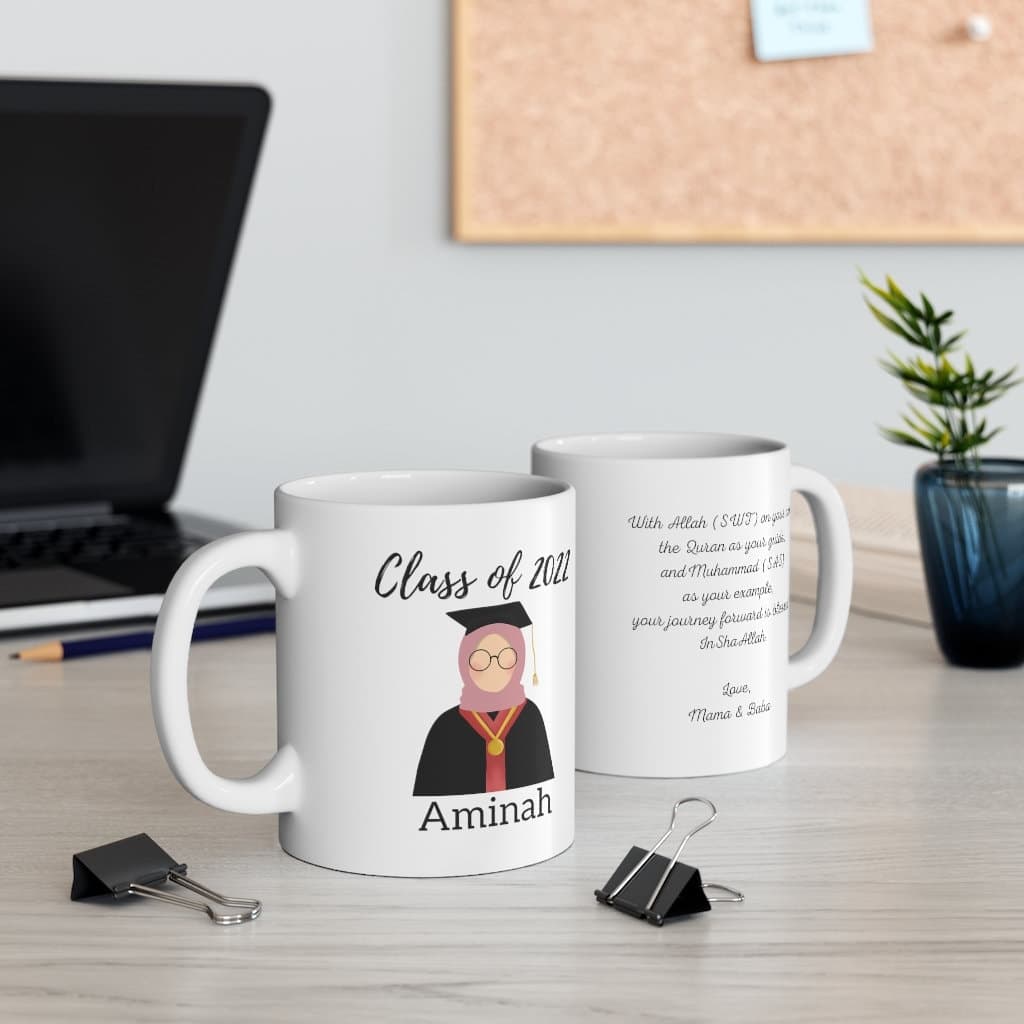 CUSTOM Graduation Muslimah Glasses Mug, Islamic Gift, Ramadan, Eid Gift, Muslim Coffee, Muslim Girl Graduation Gift - image 4