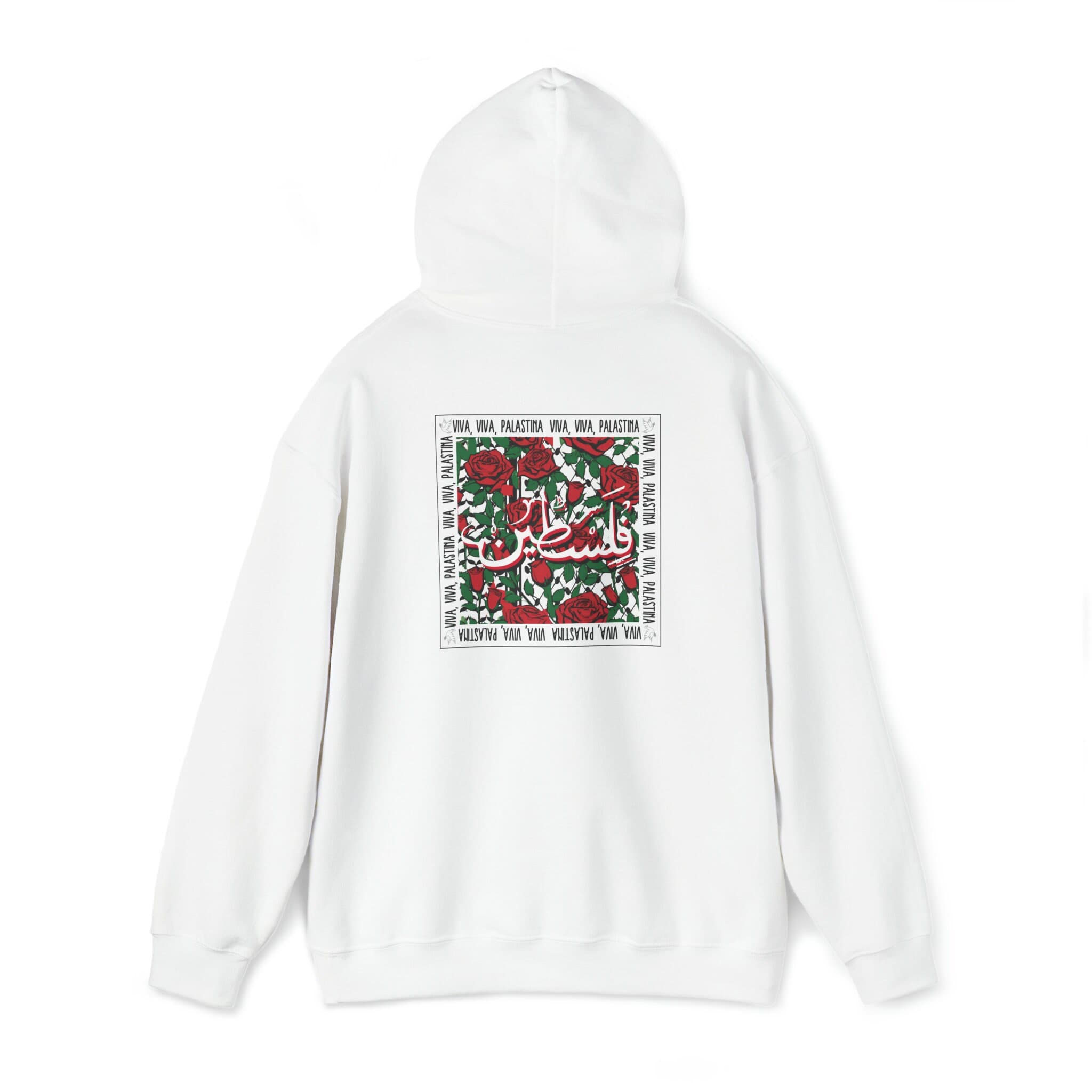 Free Palestine Hoodie, Spanish, double-sided,Keffiyeh print, rose, resistance, anti-genocide, anti-war, peace, Falastin Arabic - image 4