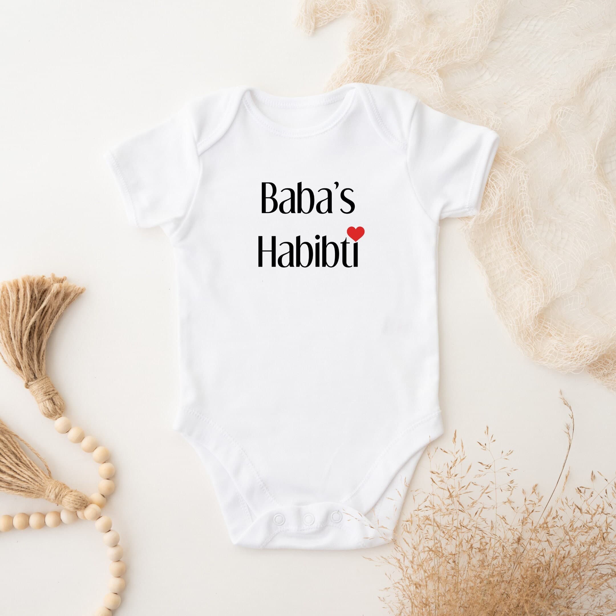 CUSTOM Organic Arabic English Habibti Onesie Bodysuit, new baby mom gift, Arabic baby gift, Ramadan, Eid Gift, Arabic Gift, Teta Gift