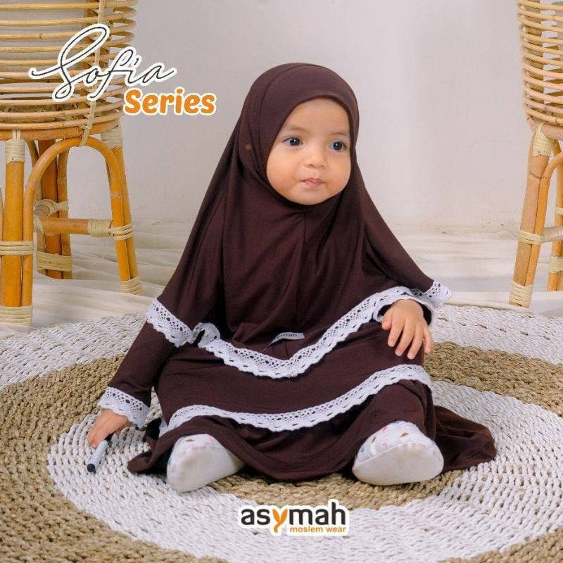0-3 years old Baby hijab and dress dark brown colour SOFIA series - image 4