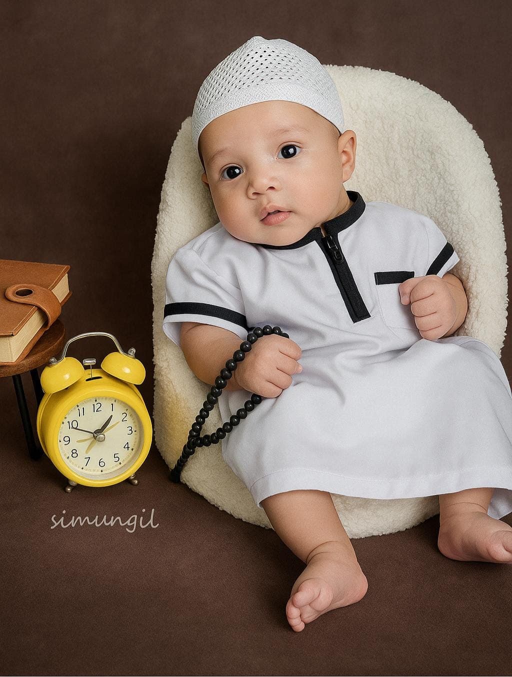 Baby abayas baby thobe for muslim boys with kopiah (prayerhat)