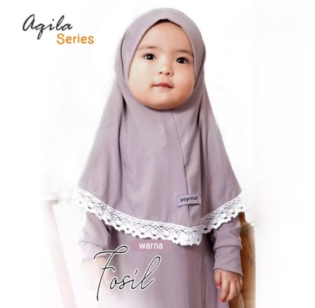 0-3 years old Baby hijab and dress Fosil colour AQILA series | toddler hijab | children hijab - image 5