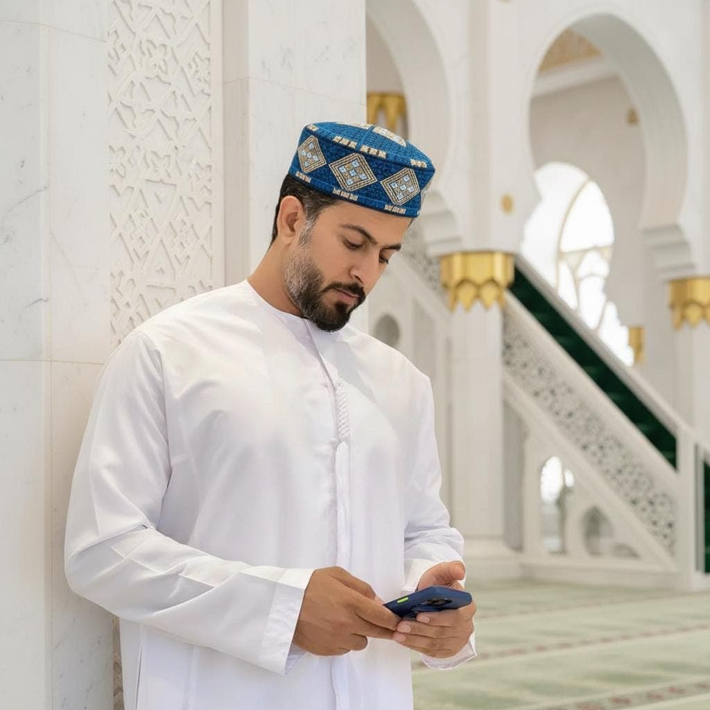 Mens kufi ethnic series blue series, Prayer hat, Muslim hat, muslim cap kufiah - image 4