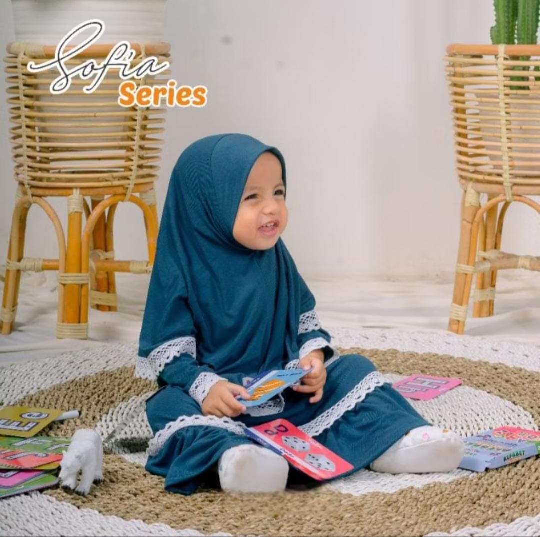 0-3 years old Baby hijab and dress TEAL colour SOFIA series | toddler hijab | children hijab - image 5