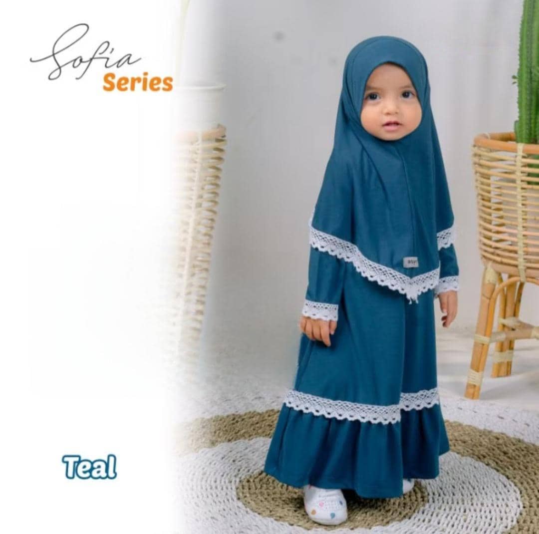 0-3 years old Baby hijab and dress TEAL colour SOFIA series | toddler hijab | children hijab