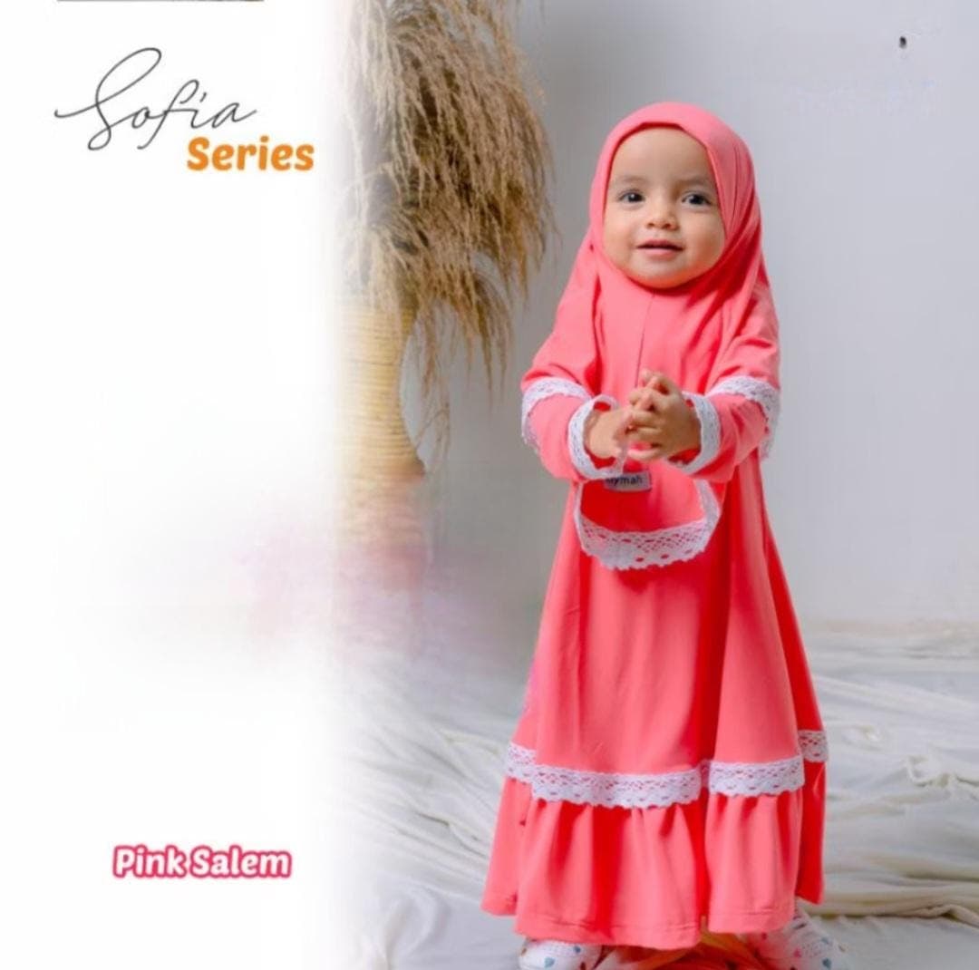 0-3 years old Baby hijab and dress Pink salem colour SOFIA series | toddler hijab | children hijab - image 3