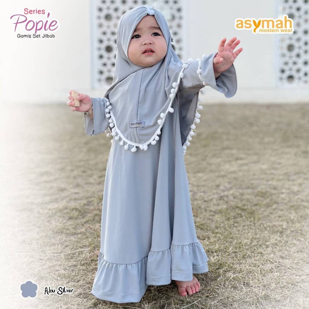 0-3 years old Baby hijab and dress SILVER colour POPI series - image 5