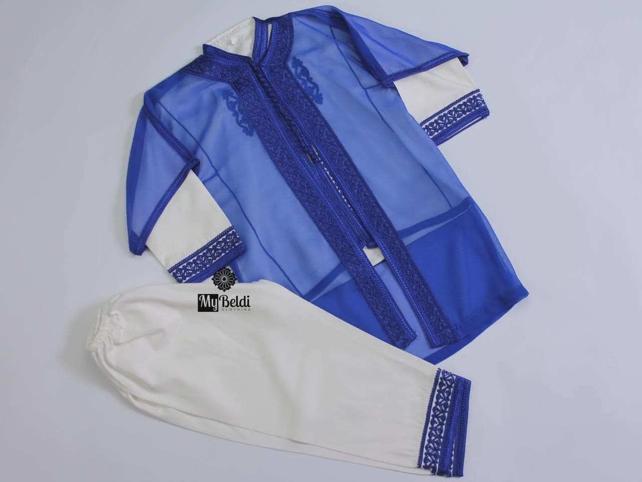 Boys Moroccan Jabador Set: Embroidered Cape, Gabardine Eid Outfit - image 4