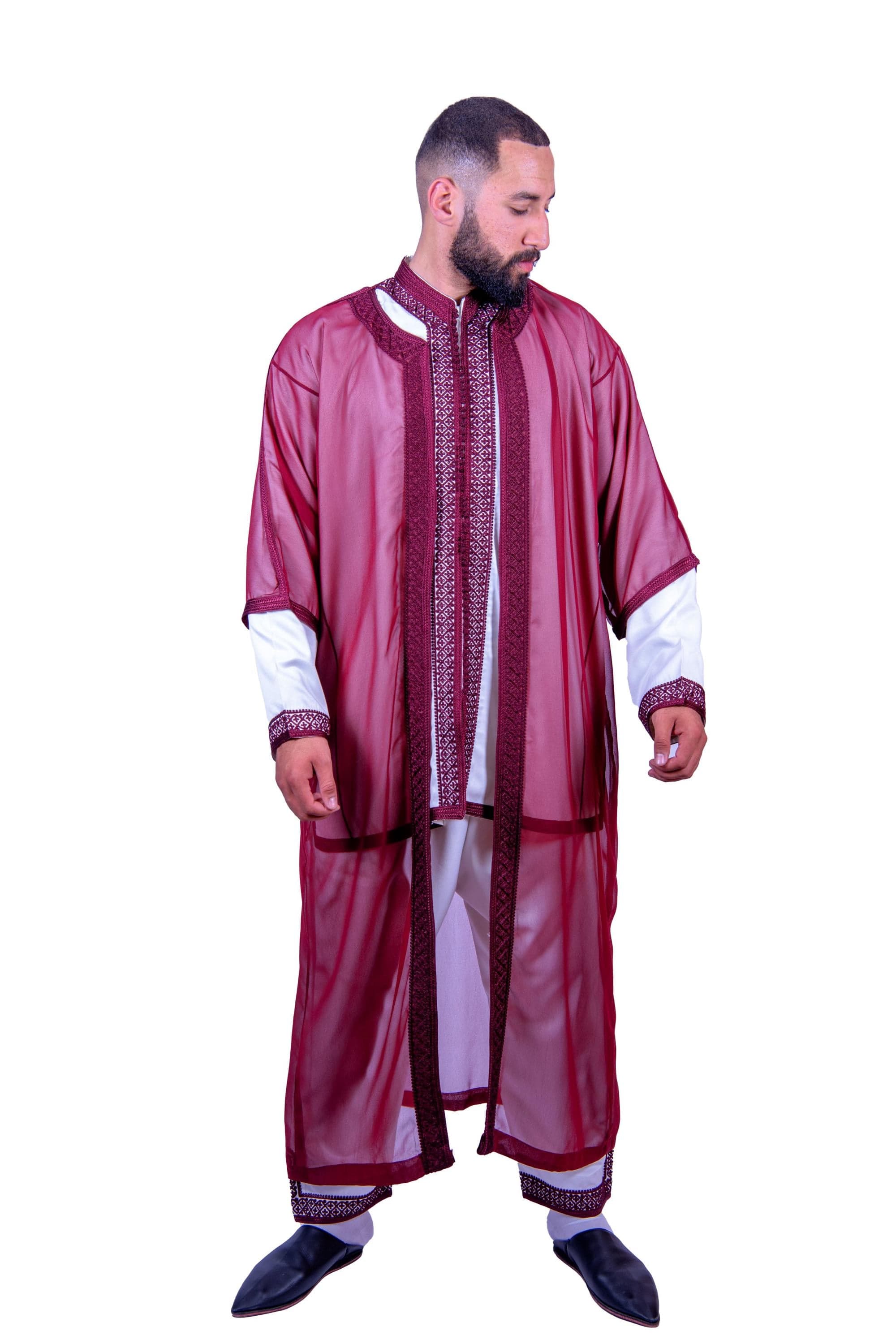 Moroccan Jabador Men's 3-Piece Set, Embroidered Wedding Outfit
